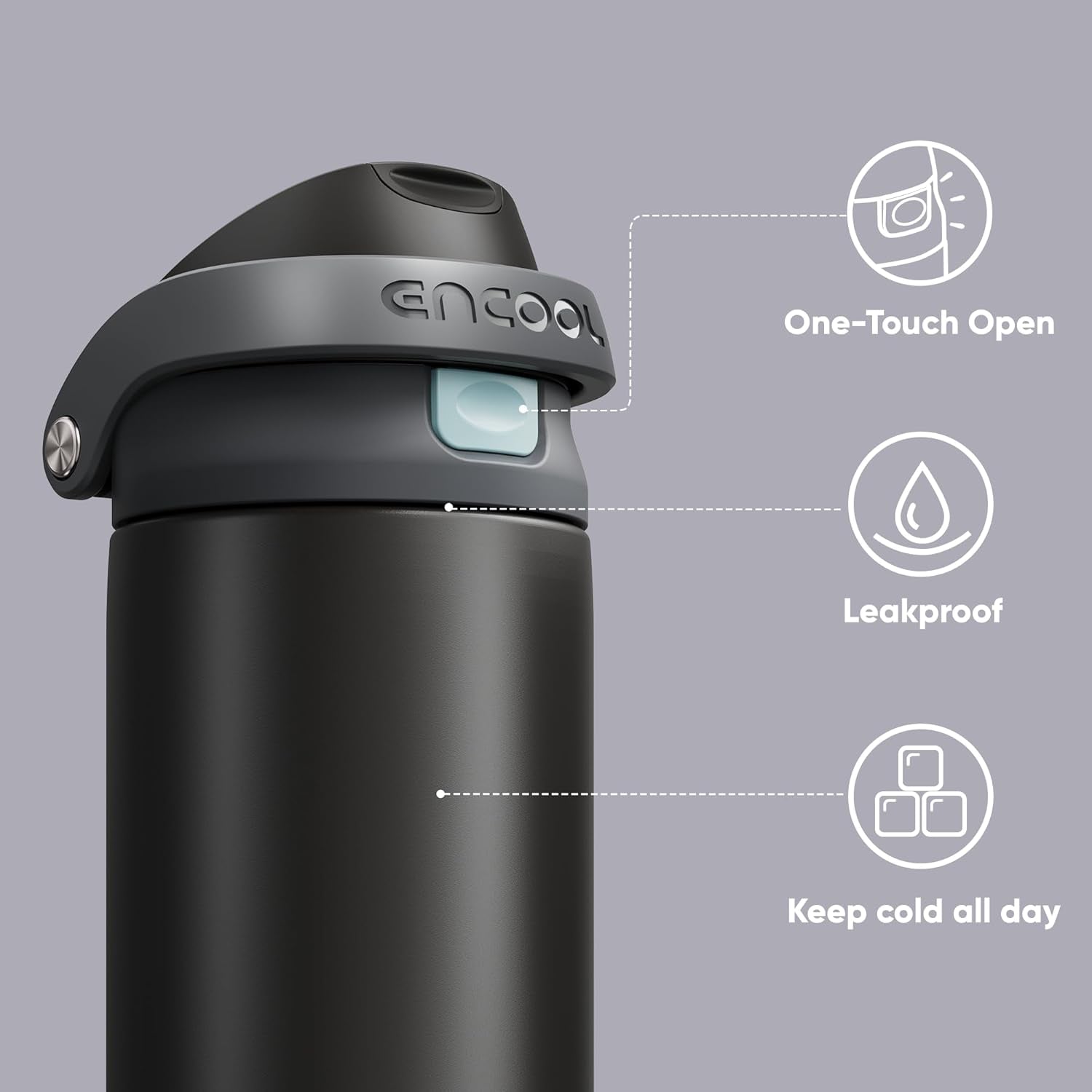 Insulated Stainless Steel Water Bottle with Straw - Leak Proof Sports Water Bottle for School, Travel, Keeps Cold All Day, One-Touch Flip Lid, Bpa-Free, 24 Oz, Charcoal Gray