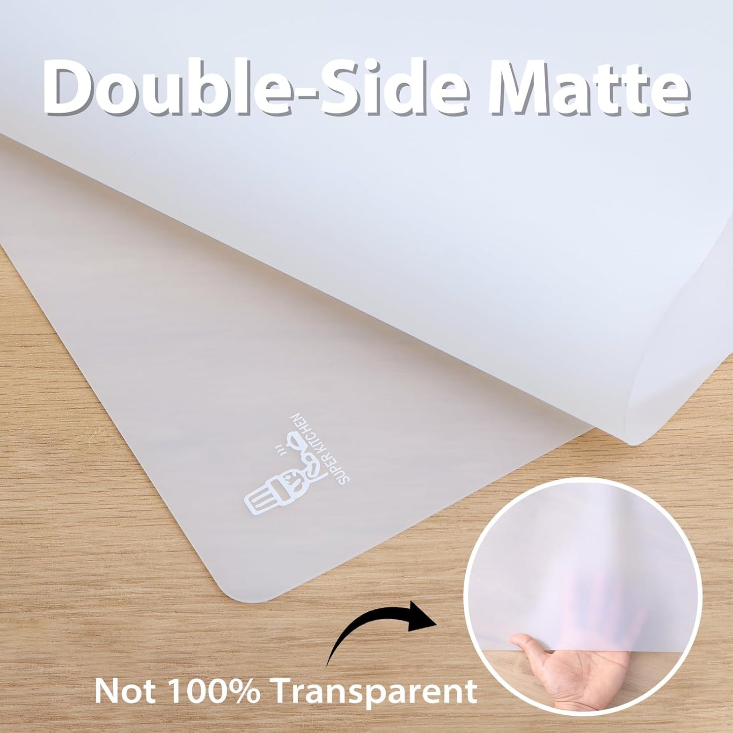 Thick Silicone Counter Mat Large 23.4"By15.6", Heat Resistant Mat for Kitchen Table/Countertop Protector/Non Stick Pastry Baking Placemats, Silicone Pad for Crafts Kids, Clear