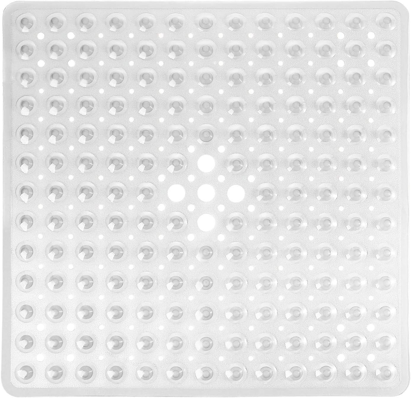 Shower Stall Mat Non Slip, 21X21 Inch, Soft Square Bath Mat for Shower with Suction Cups and Drain Holes, Stall Floor Mats for Bathroom, Machine Washable, Bathroom Accessories, Clear
