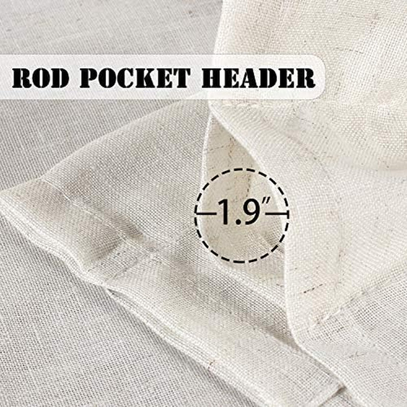 Natural Linen Kitchen Curtains 36 Inch Length Textured Flax Curtain Tiers for Bathroom/Kitchen Windows Rod Pocket Small Curtains (2 Panels, Natural)