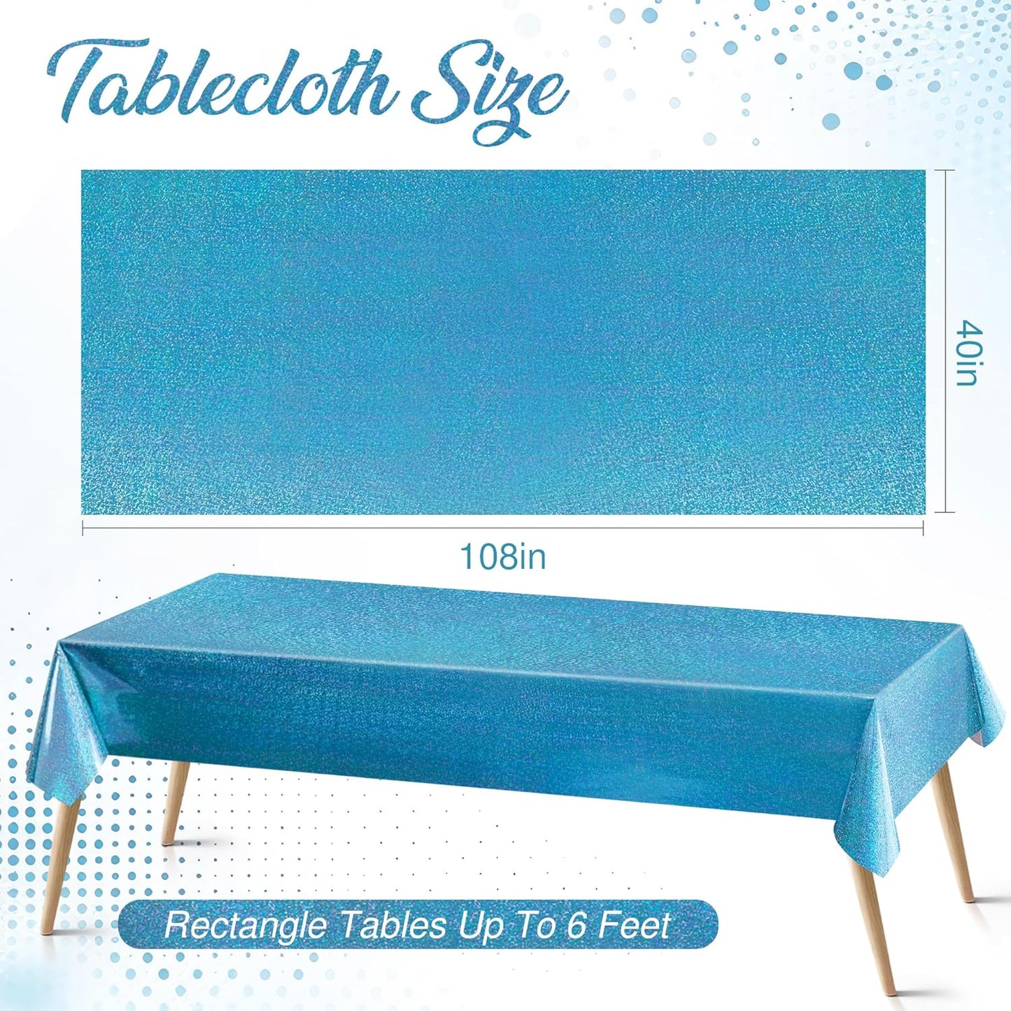 Light Blue Holographic Tablecloth 40" x 108" - Iridescent Plastic Table Cover for Valentine's Day, Birthday Celebrations, Baby Showers, and Bachelorette Parties in Hot Pink
