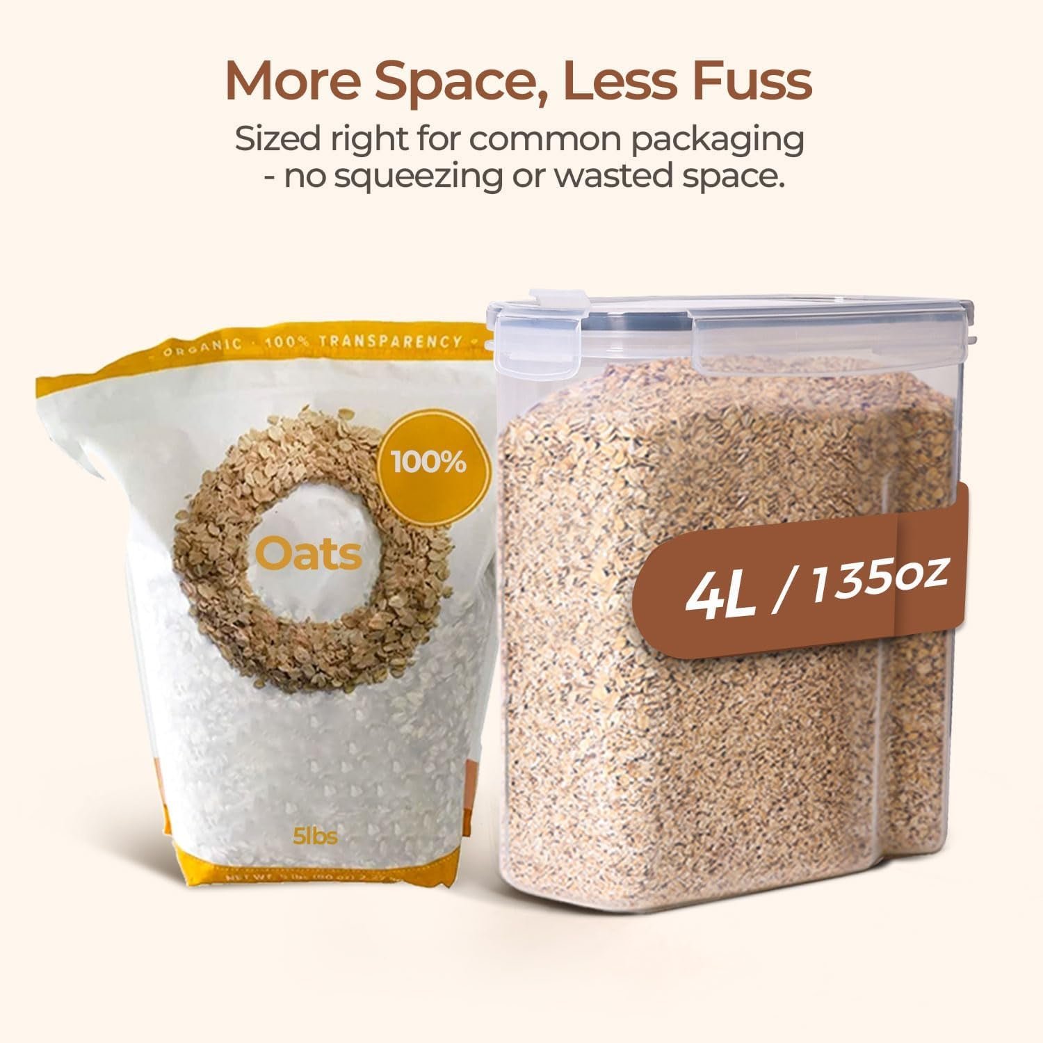 Cereal Containers Storage Set (6L / 4L), Airtight Food Storage Containers for Pet Food Nuts,Cereal Dispenser for Kitchen Pantry Organization