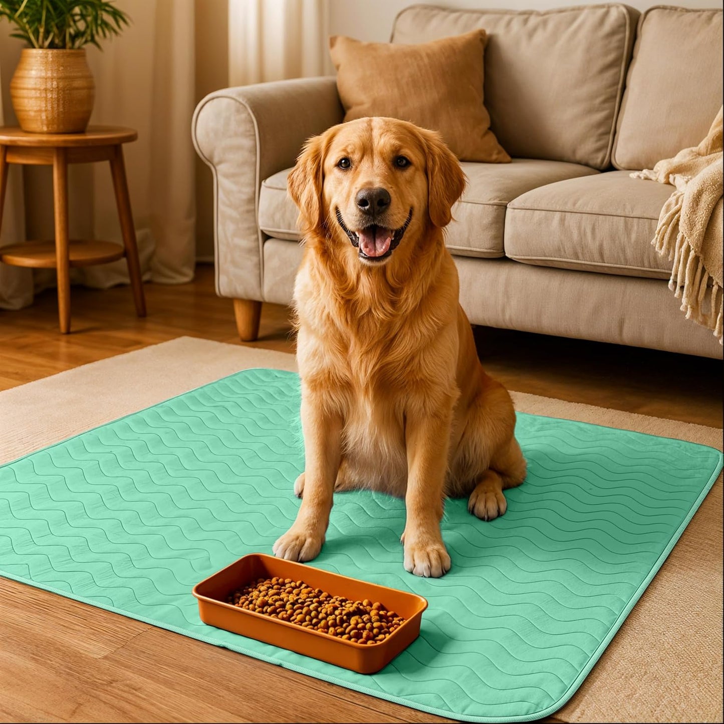 Washable Pee Pads for Dogs 34" X 36" (Pack of 4), Waterproof Incontinence Bed Pads for Adults, Elderly and Kids, Heavy Absorbency Pet Training Pads for Sofa and Couch (Green, Blue)