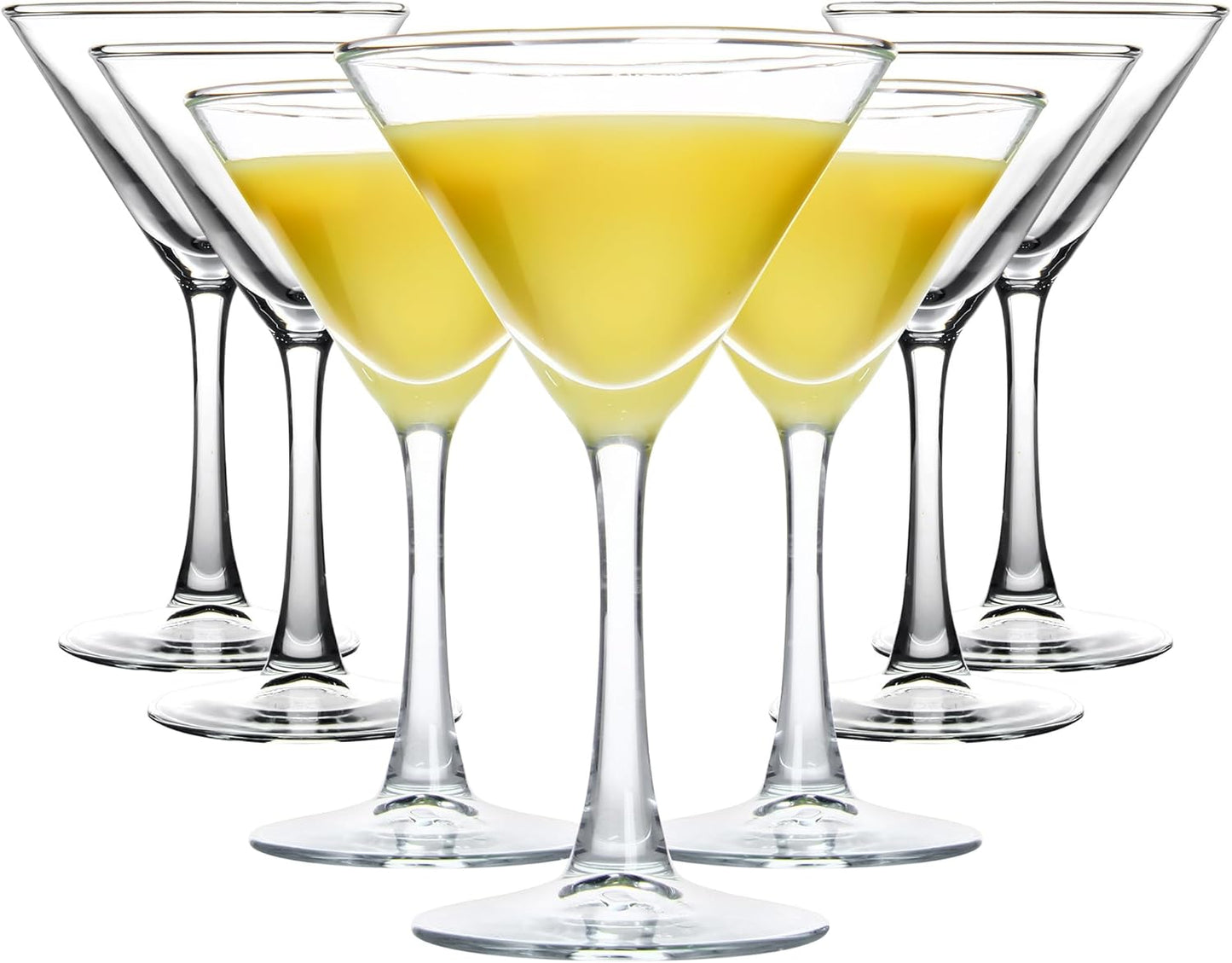 Set of 7 Classic Clear Martini Glasses - 6 Ounce Capacity for Espresso Martini, Cosmopolitan, and Manhattan - Perfect Gift for Housewarming and Engagement Celebrations