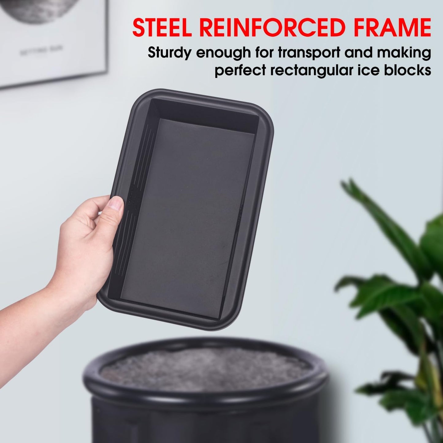 Extra Large Ice Block Mold for Ice Bath Cold Plunge Accessories Chiller Cooler, 2 Pack for 6.6LB Ice, Steel Reinforced Stackable Silicone Ice Molds with Lids for Big Giant Ice Brick, Black