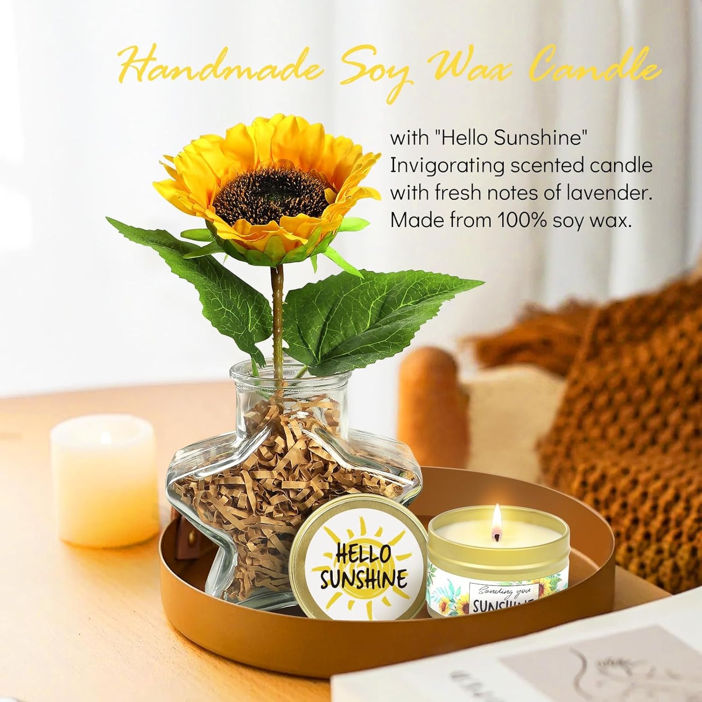 Sunflower Initial Gifts, Get Well Soon Gifts, Self Care Spa Birthday Gifts for Women Monogrammed Gifts, Sunshine Gift Baskets, Personalized Gifts, J