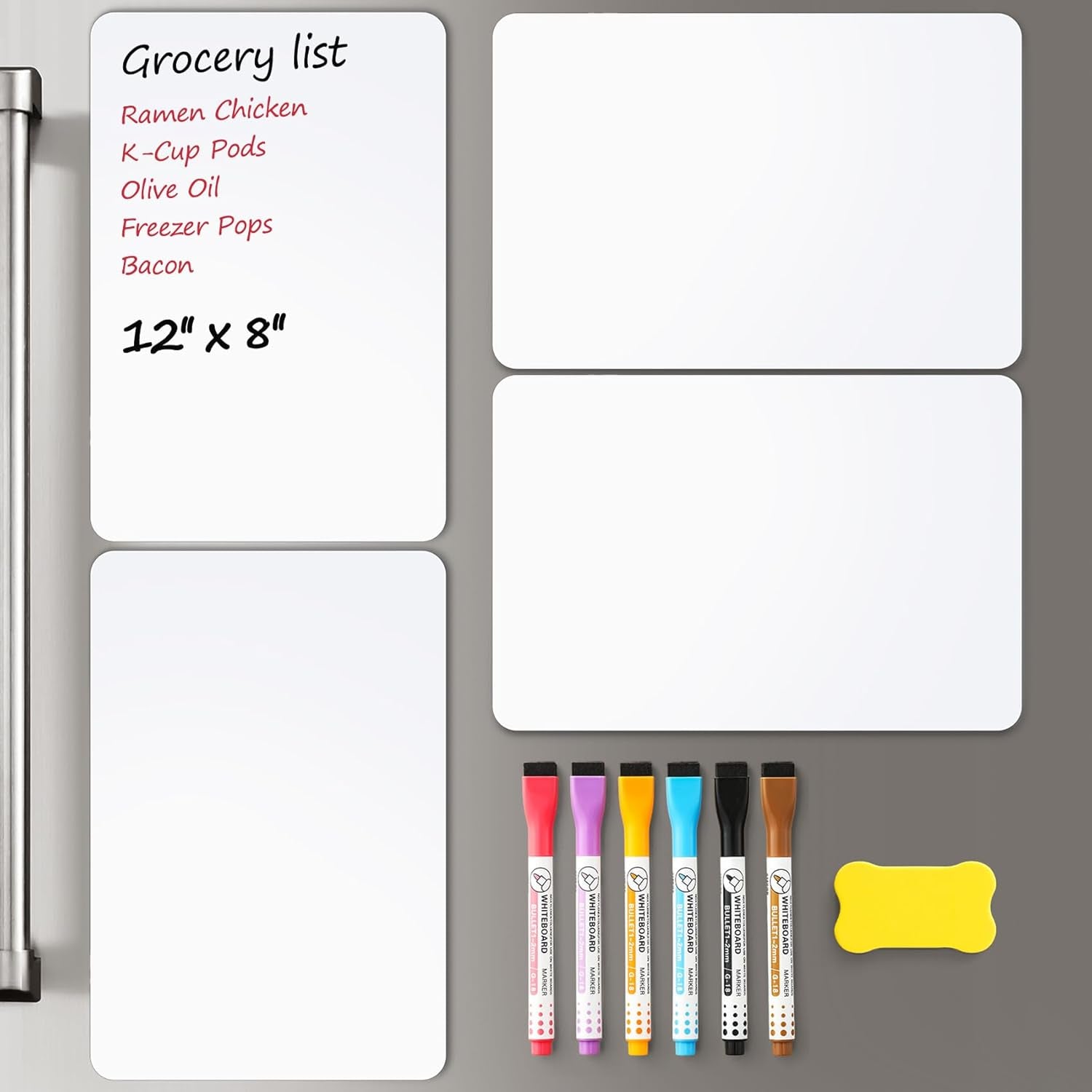 4 Pack 12"X8" + 2 Pack 14"X11" Magnetic Dry Erase Board Sheet for Fridge