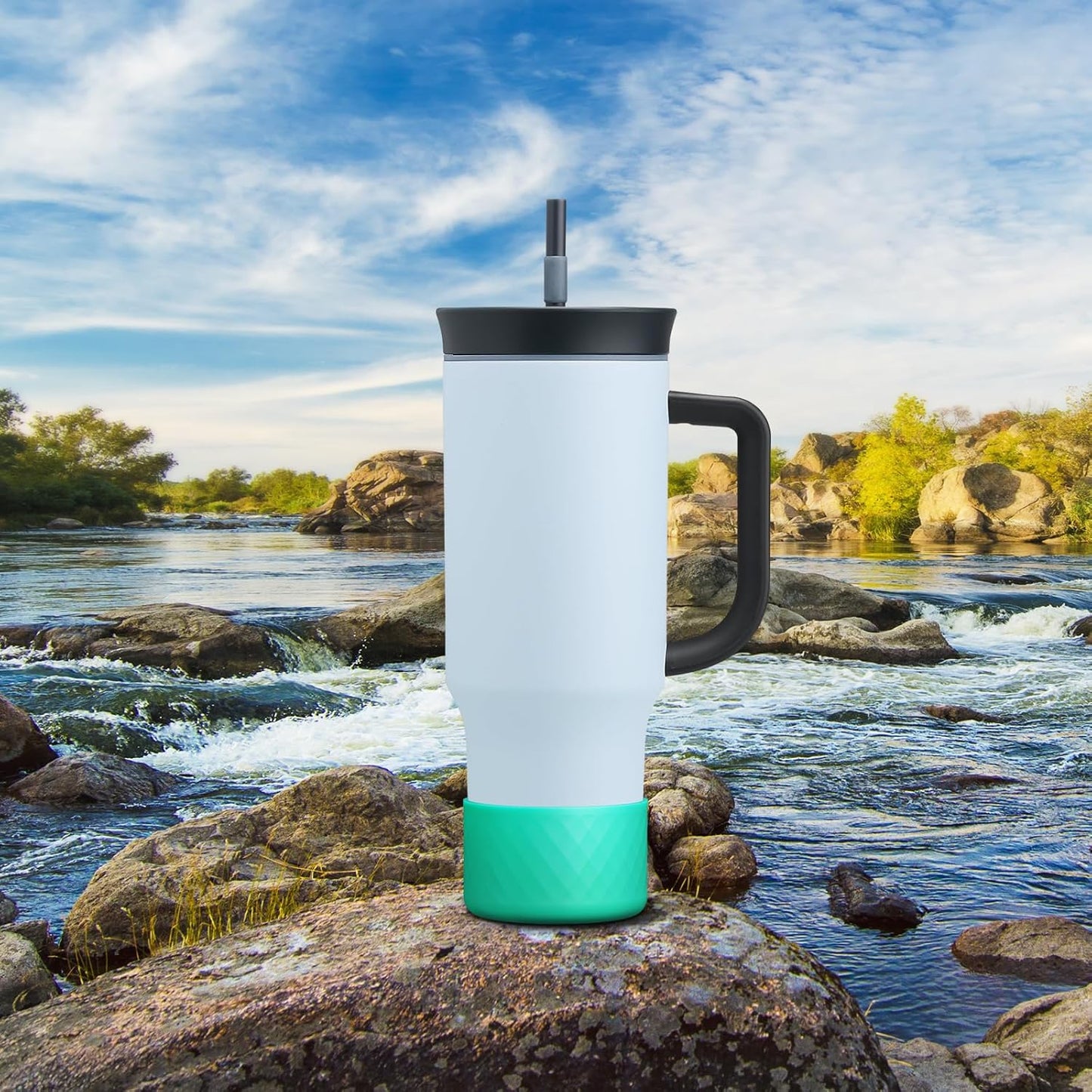 Silicone Boot for Owala 40 Oz Tumbler with Handle, Anti-Slip Protective Sleeve for Stainless Steel Triple Layer Insulated Travel Tumbler Accessories