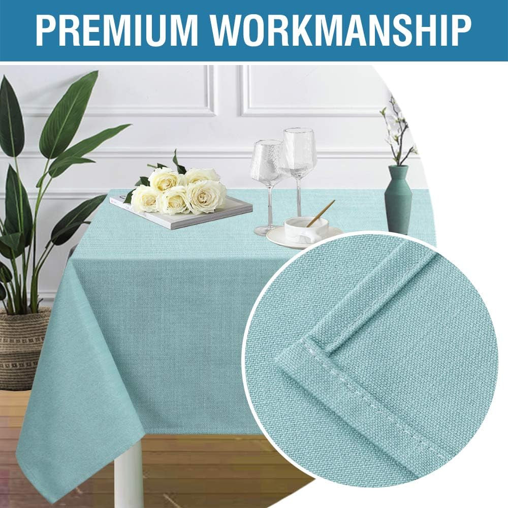 Linen Textured Table Cloths 54 X 54 Inch Premium Solid Tablecloth Spill-Proof Waterproof Table Cover for Dining Buffet Feature Extra Soft and Thick Fabric Wrinkle Free, Aqua