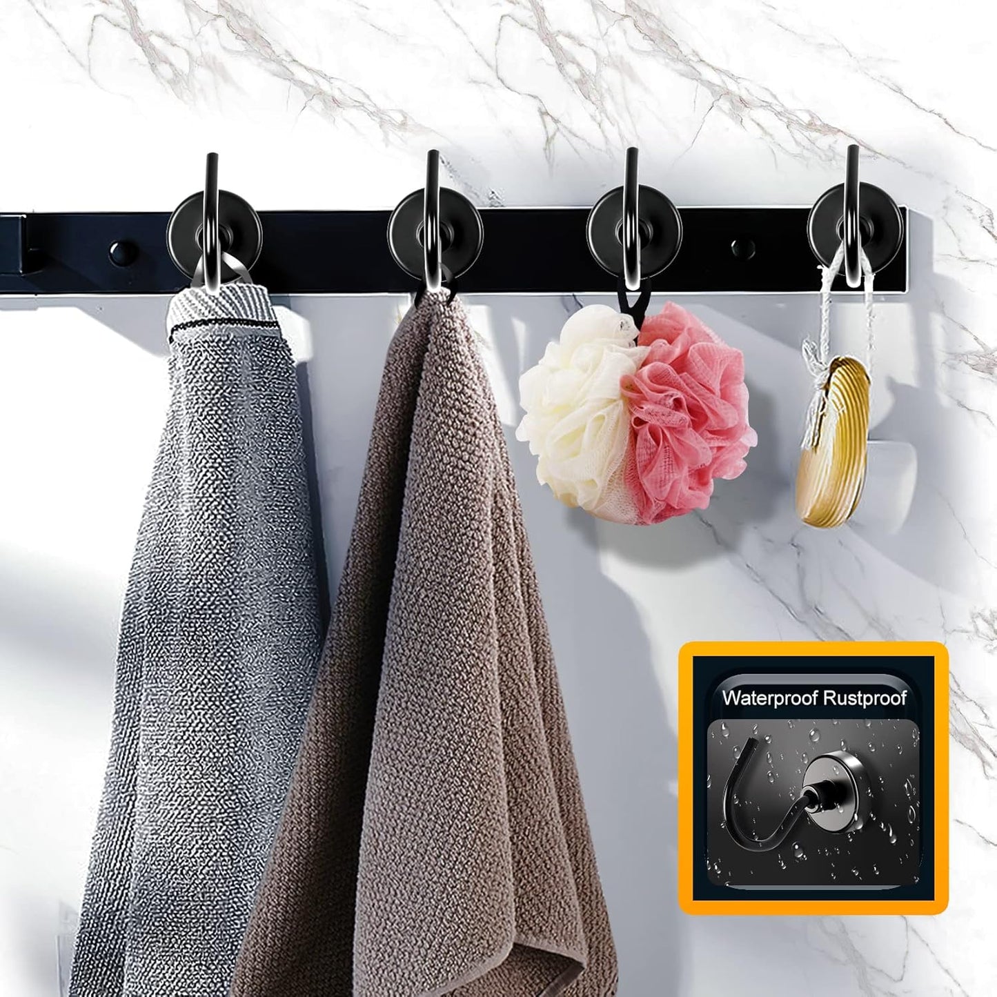 Heavy-Duty Magnetic Hooks - 12 Pack, 50LBS Capacity, Large Opening Neodymium Magnet Hooks for Versatile Hanging in Home, Office, and Workplace