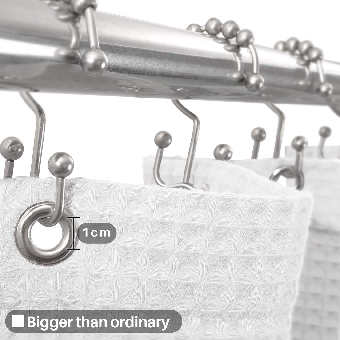 Extra-Long Shower Curtain 80" Height - Honeycomb Waffle Weave & Cotton Blend, Hotel Luxury & Spa, Heavy Weight Fabric, Washable - White, 72X80
