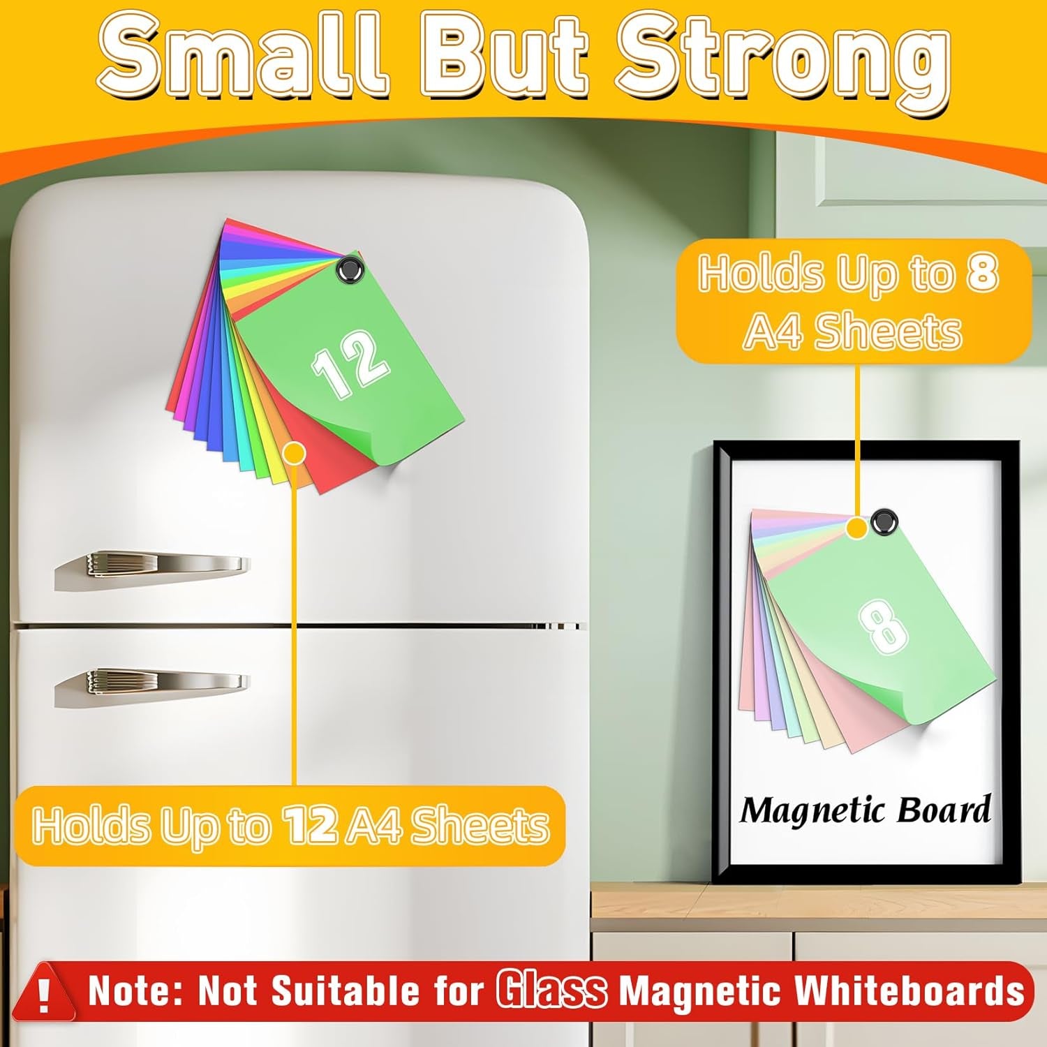 16-Piece Heavy-Duty Magnetic Clips for Refrigerator and Whiteboard - Durable Small Push Pins for Office, Kitchen, Classroom, and Organization