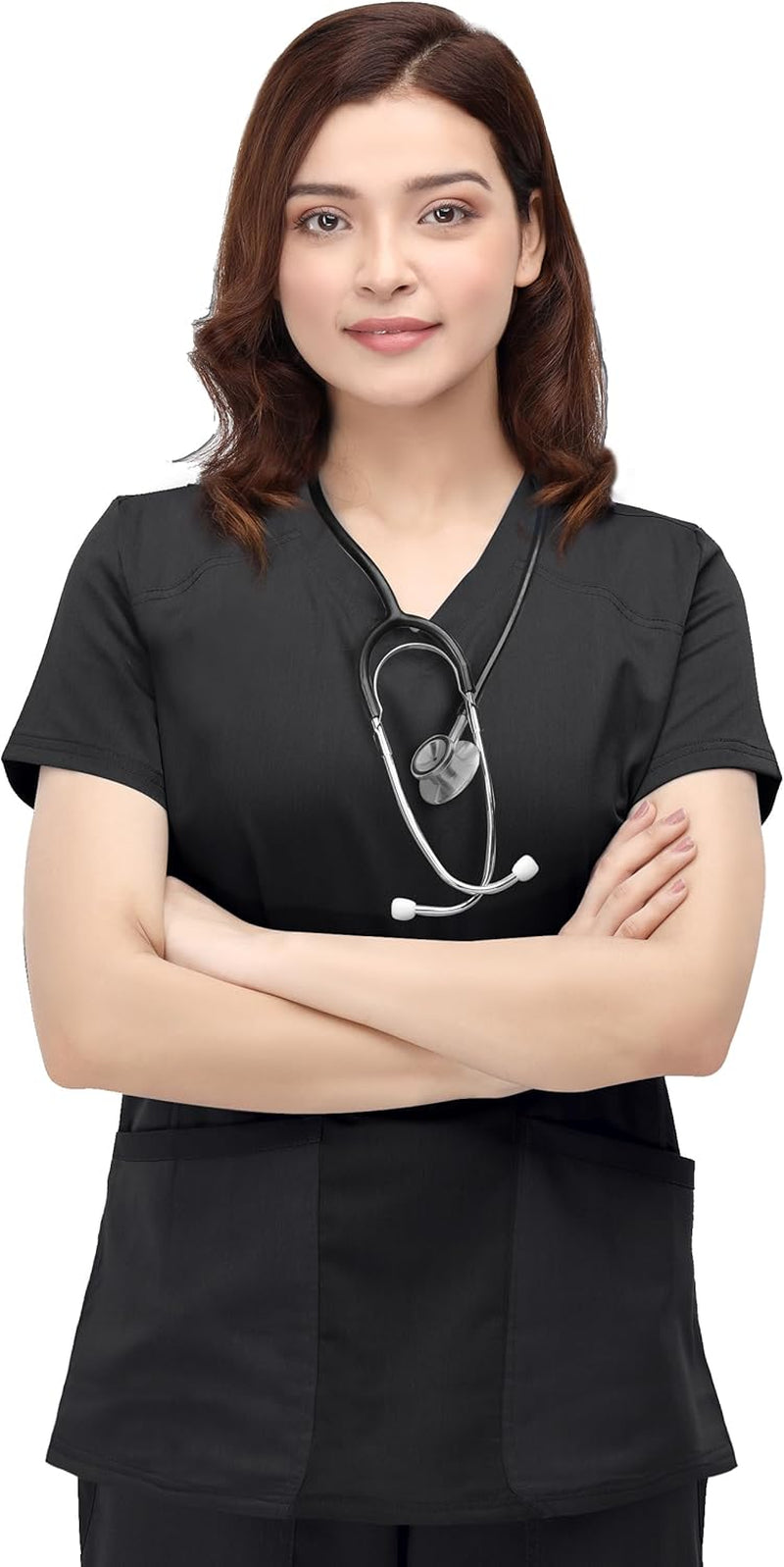 Scrub Tops for Women Soft Stretch V-Neck Medical Scrub Top with Pockets
