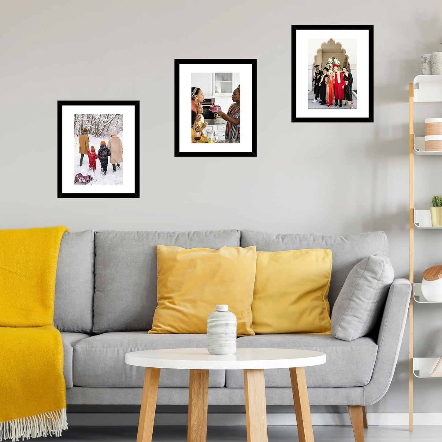 12X15 Picture Frame with Mat, Display 8X12 with Mat or 12 X 15 without Mat, Wood 12 by 15 Photo Frames for Wall Hanging, 1 Pack, Black
