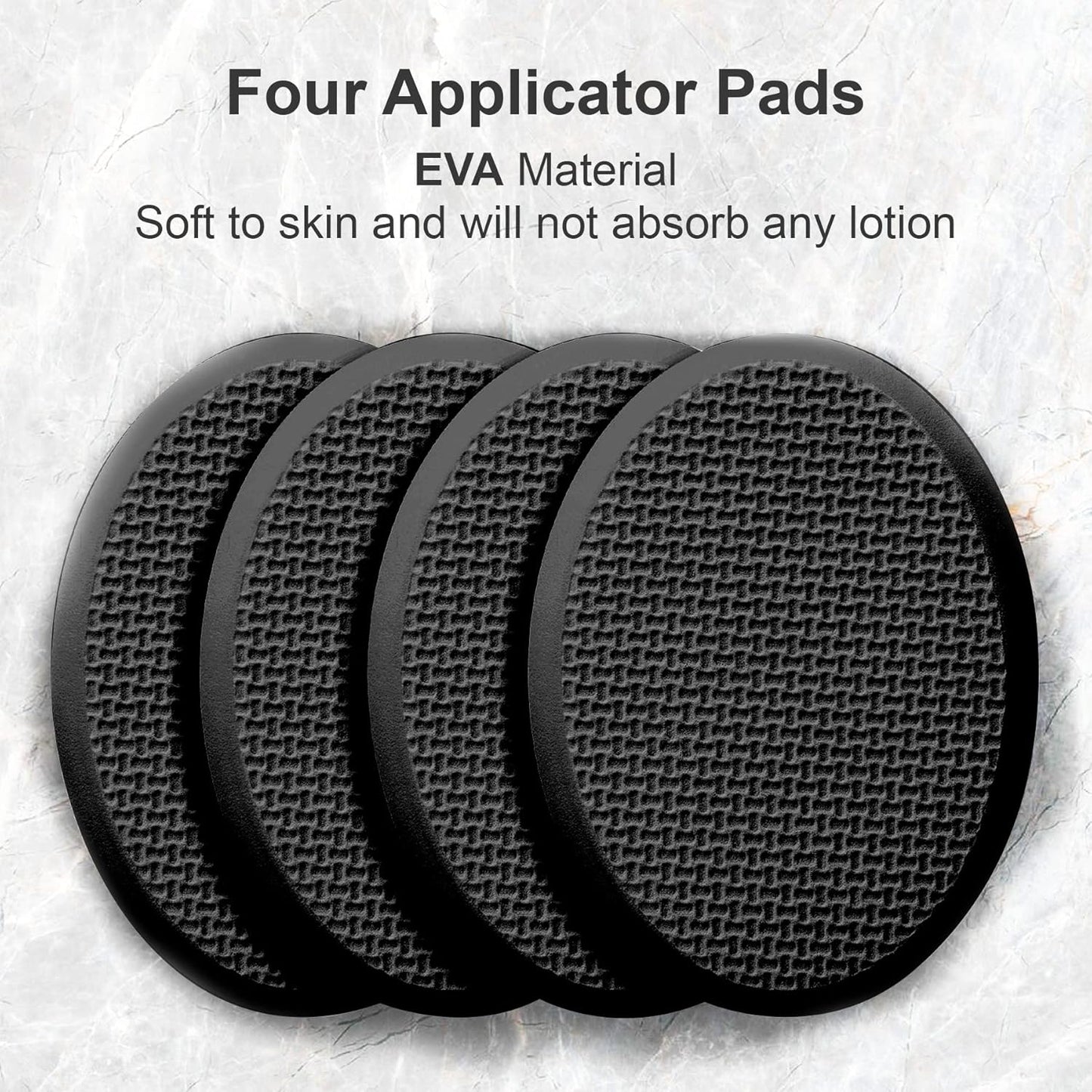 Lotion Applicator for Back, Feet, 4 Replacement Pads with 17" Curved Handle, Back Sunscreen Applicator for Kids, Elderly, Women, Apply Skin Cream Medicine Moisturizer Tanner, Black