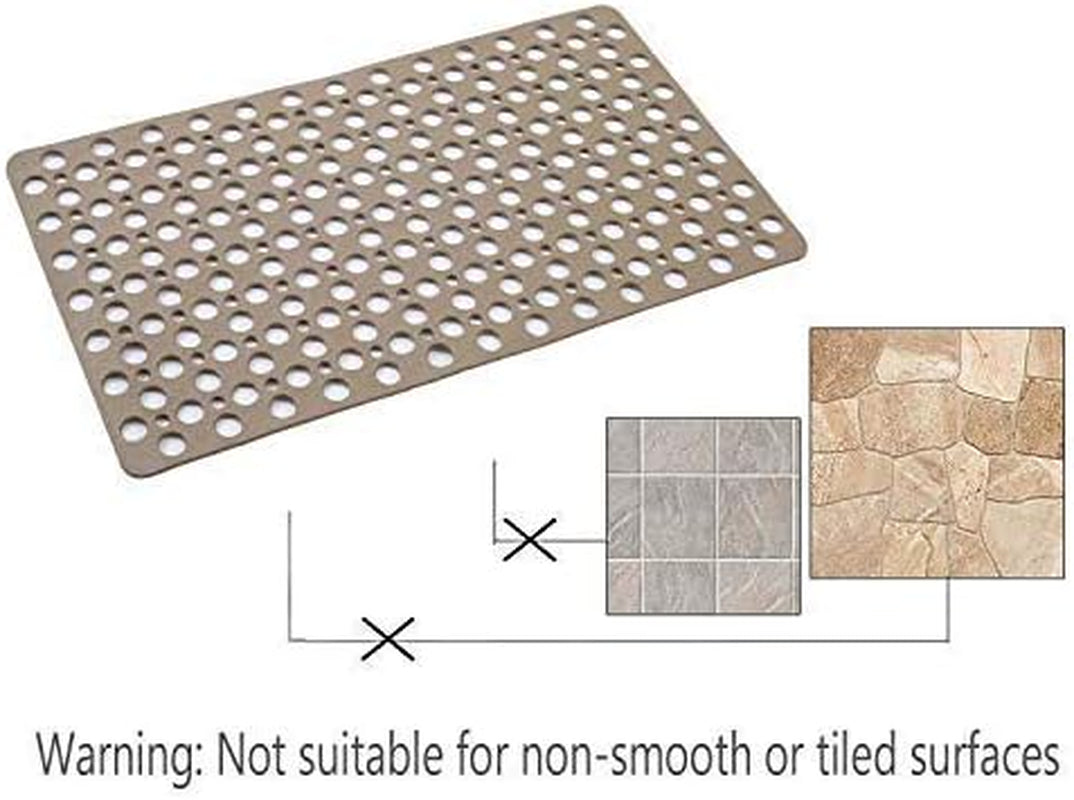 Nonslip Bathtub Mat Extra Soft TPE Bath Mat for Kids, Machine Washable Bathroom Shower Mat, Smooth/Non-Textured Tubs Only, 30 L X 17 W Inch (Brown)