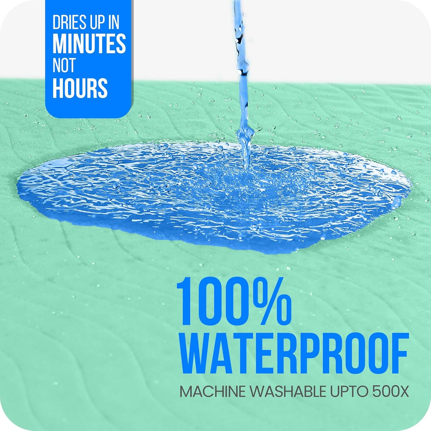 Washable Pee Pads for Dogs 34" X 36" (Pack of 4), Waterproof Incontinence Bed Pads for Adults, Elderly and Kids, Heavy Absorbency Pet Training Pads for Sofa and Couch (Green, Blue)