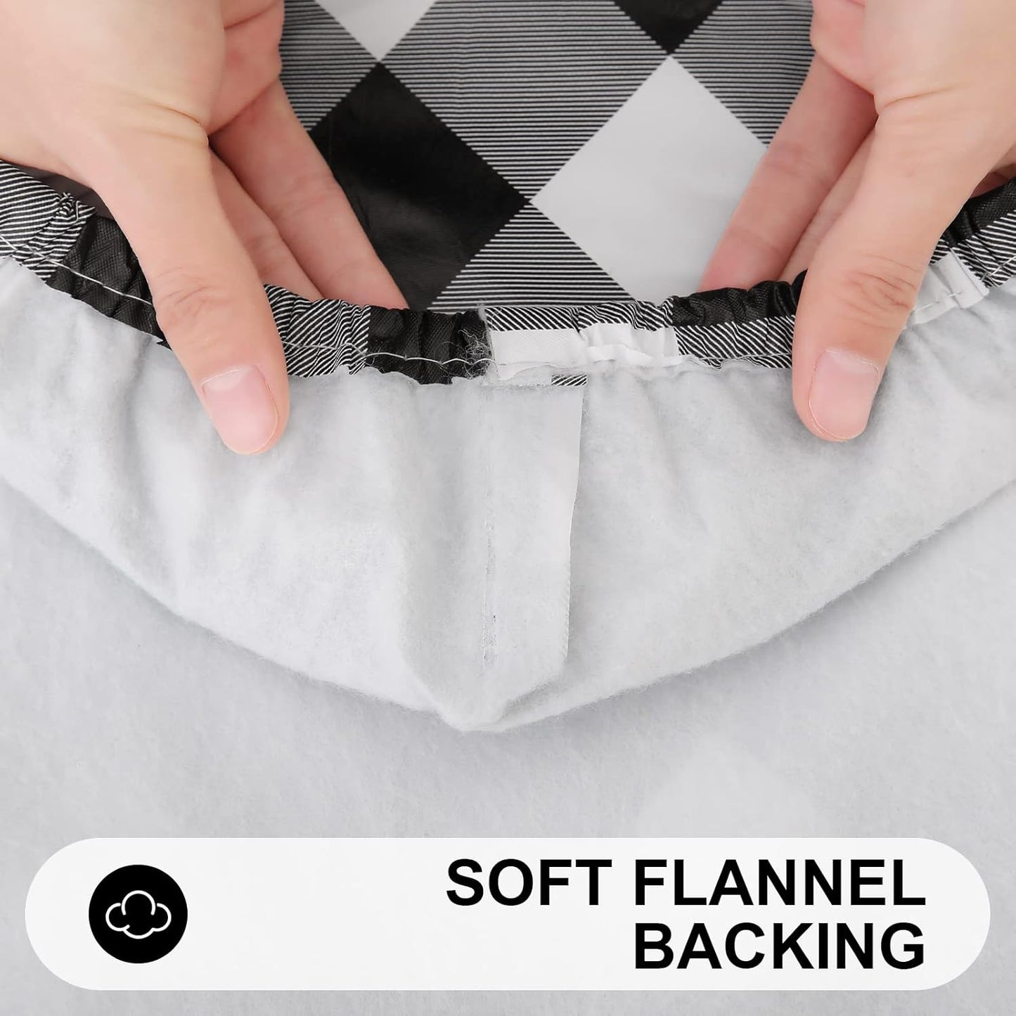 Waterproof Fitted Vinyl Tablecloth, Buffalo Plaid 6FT Table Cover and 4FT in Black and White, 2 Item Bundle