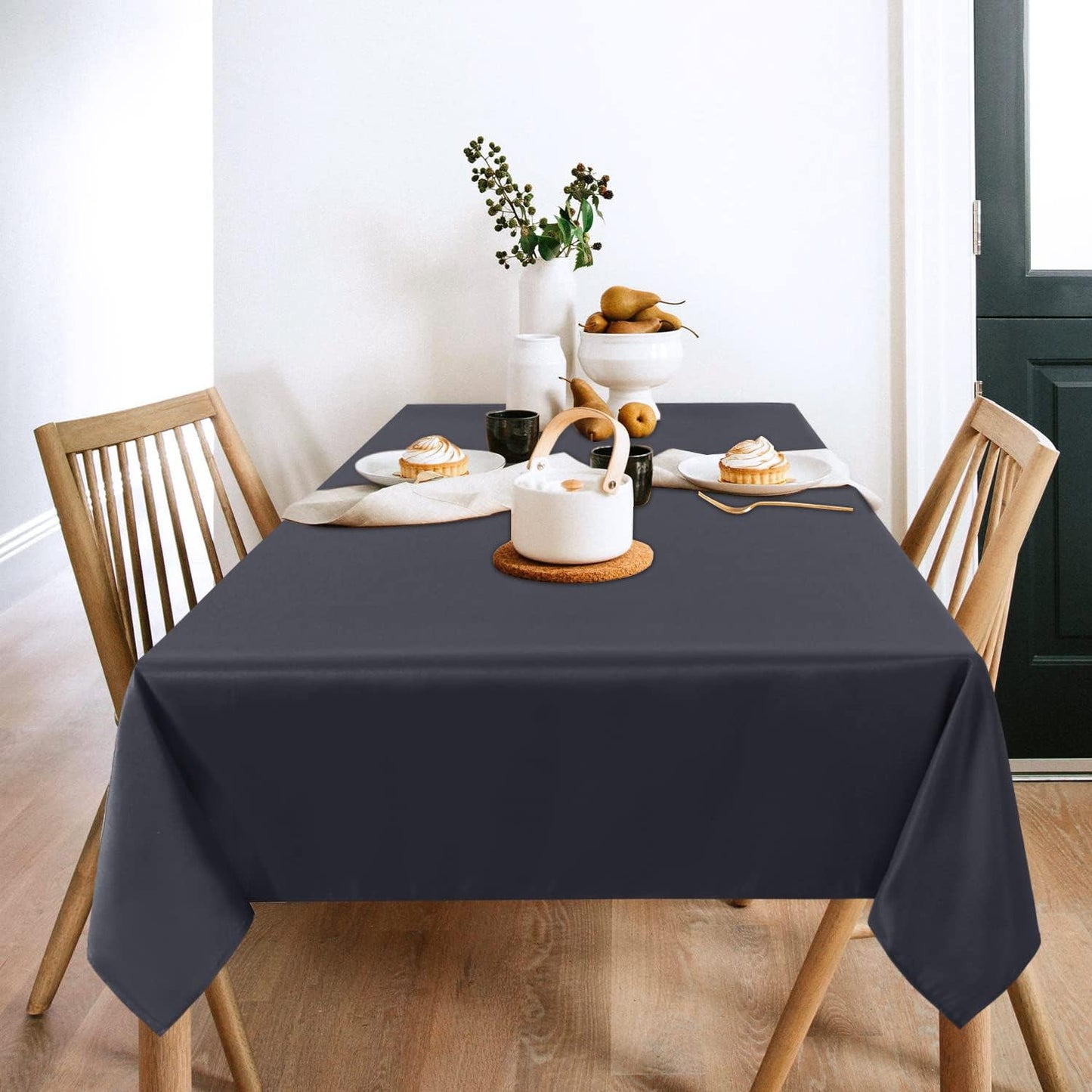 2 Pack Dark Grey Tablecloth 60 X 102 Inch, Rectangle 6 Feet Table Cloth - Stain and Wrinkle Resistant Washable Polyester Table Cover for Dining Tables, Buffet Parties and Camping