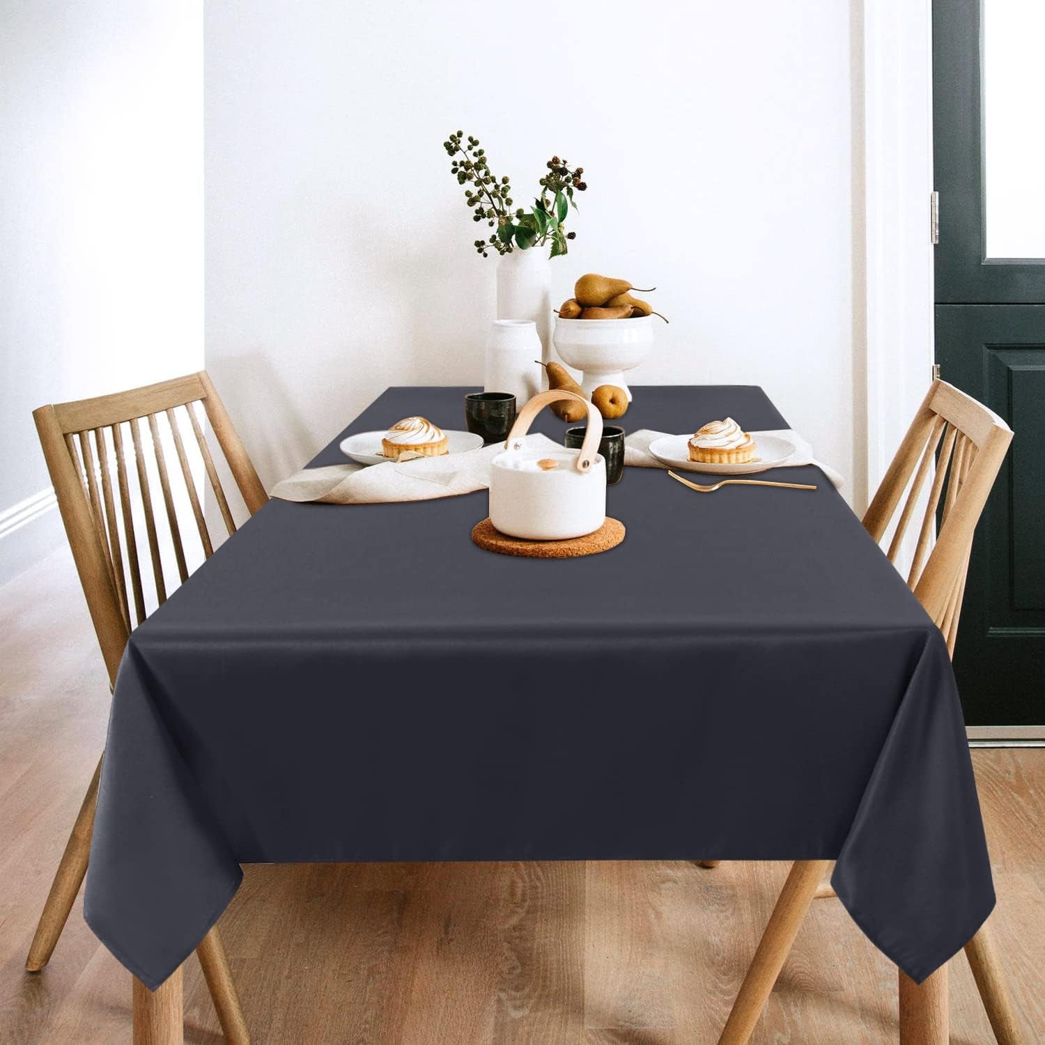 2 Pack Dark Grey Tablecloth 60 X 102 Inch, Rectangle 6 Feet Table Cloth - Stain and Wrinkle Resistant Washable Polyester Table Cover for Dining Tables, Buffet Parties and Camping