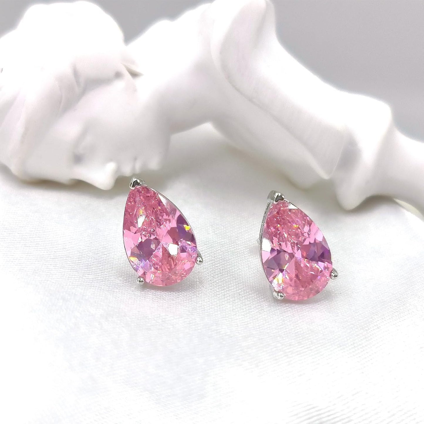 Gem Stone 925 Sterling Silver Gemstone Birthstone Pear Shape Stud Earrings Christmas Birthday Jewelry Gift for Mom Wife Daughter Grandma