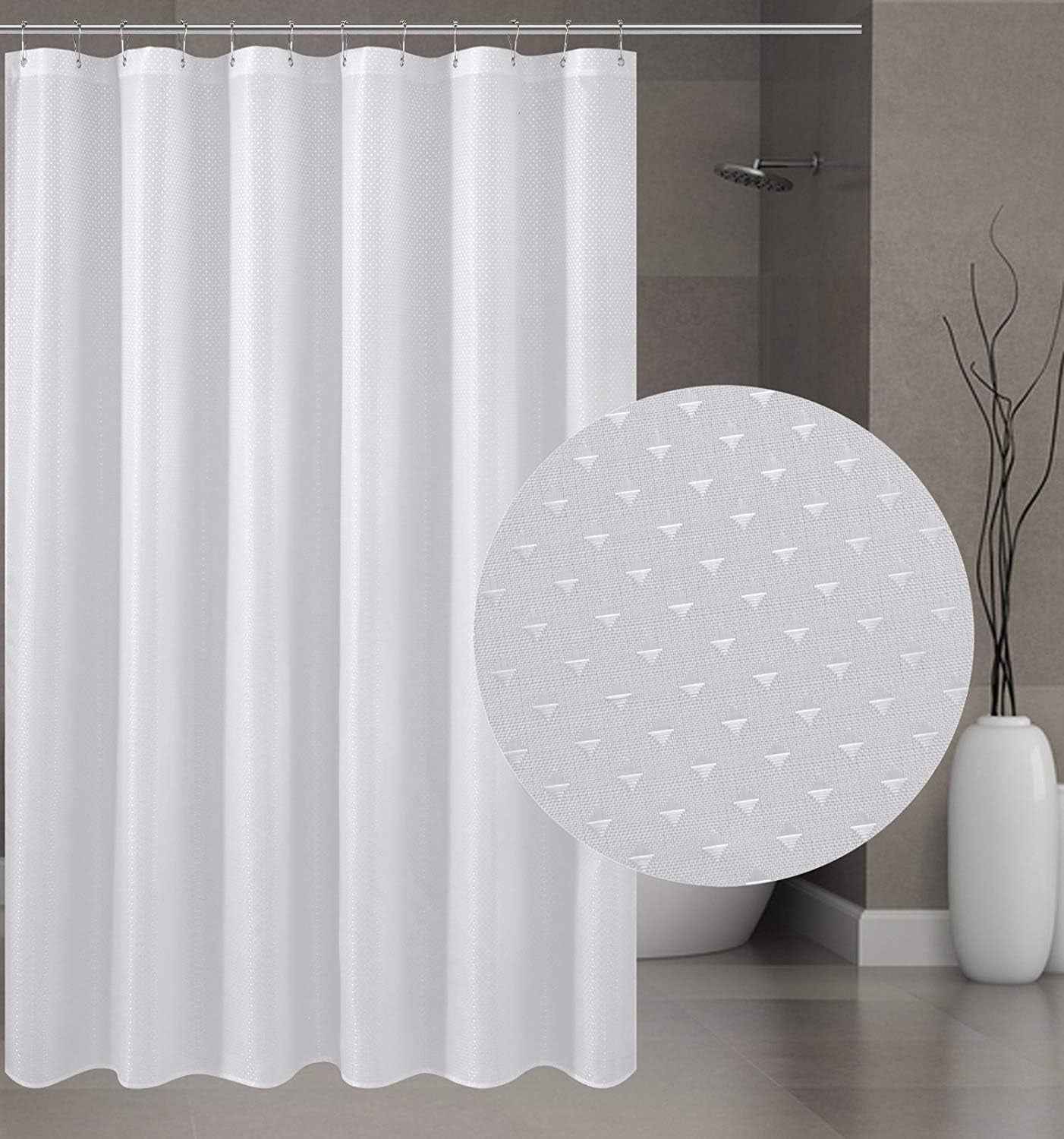 Soft Textured Shower Curtain + Fabric Shower Liner