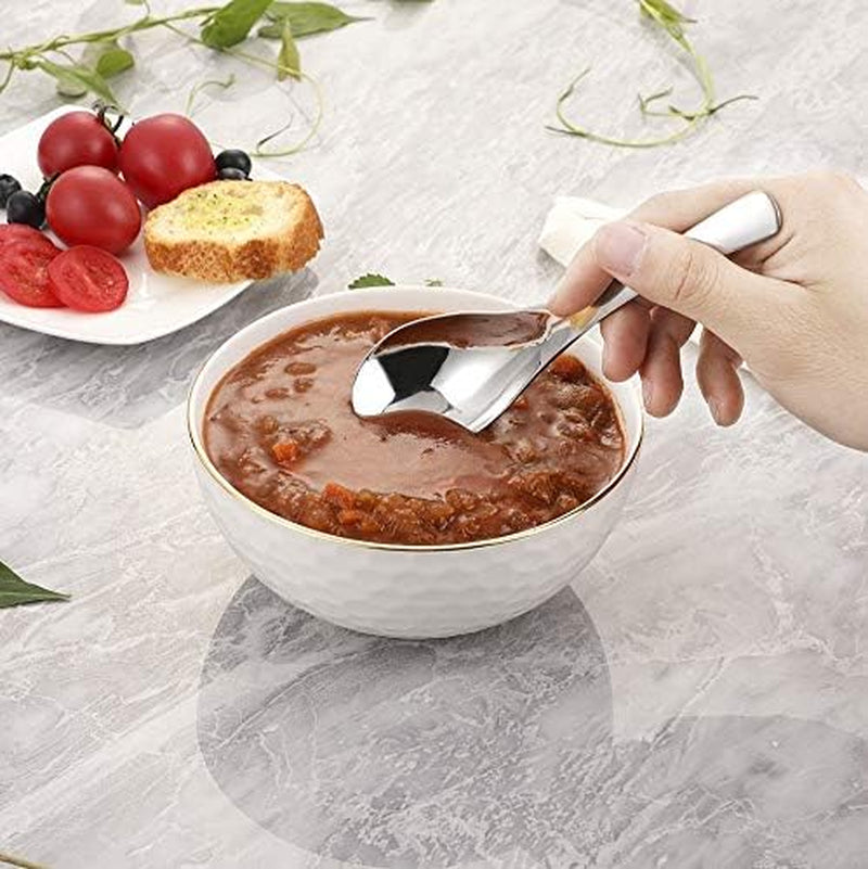 Thick Heavy-Weight Soup Spoons, High Grade Stainless Steel Soup Spoons, Set of 6