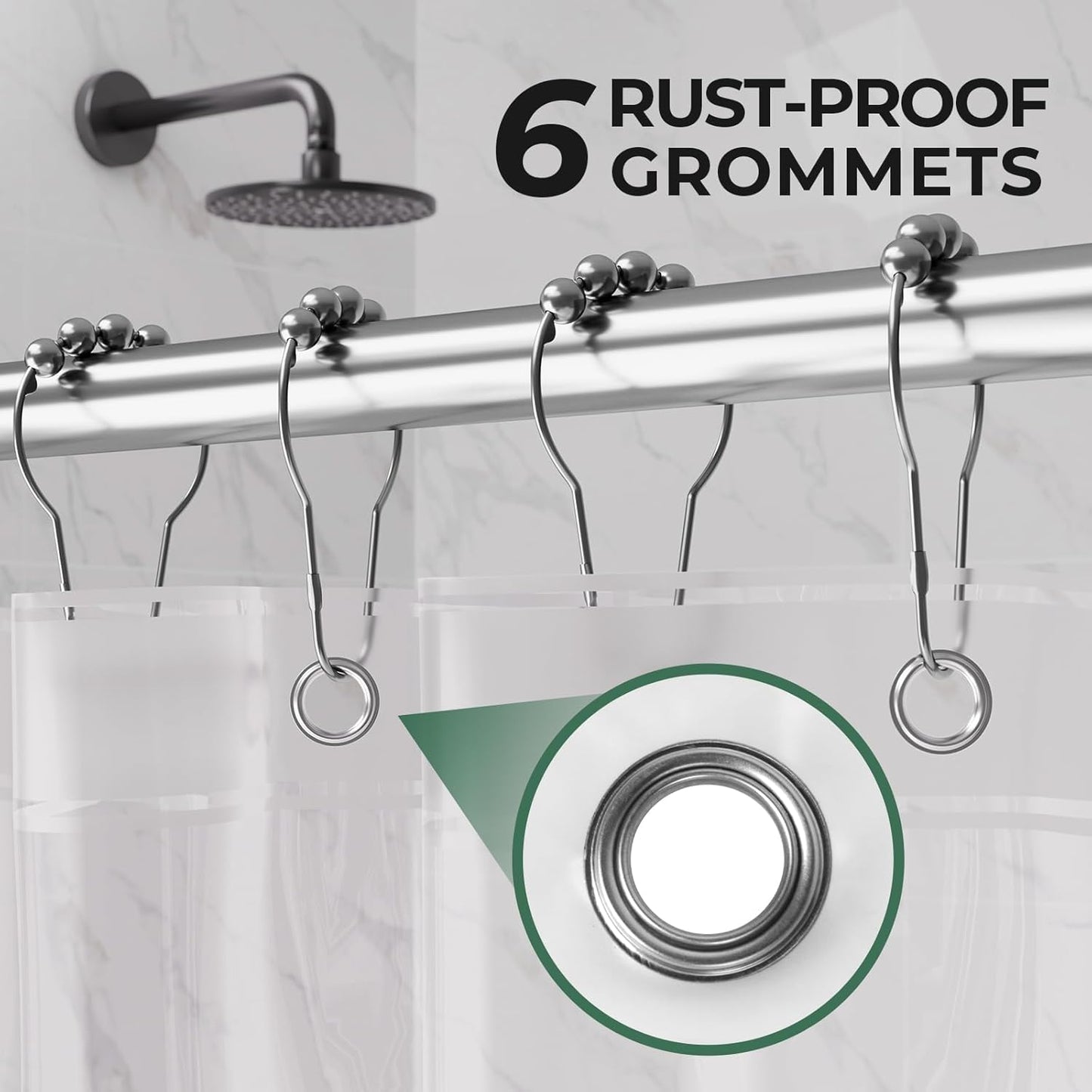 Stall Shower Curtain Liner 2 Pack, 36 X 72 Inches PEVA Plastic Shower Liner with 2 Weighted Stones and 6 Rustproof Metal Grommet, Lightweight Waterproof Shower Curtain - Clear