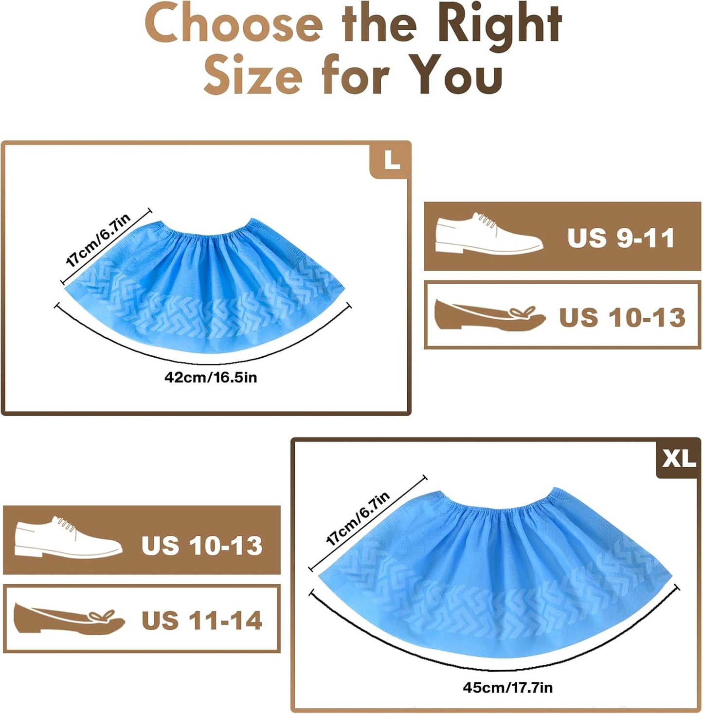 Shoe Covers Disposable Non-Slip,Durable & Recyclable Booties for Shoes Covers,Foot Covers for Shoes Disposable,Stretchable Fits up to Size 13 US Men,X-Large 50 Count