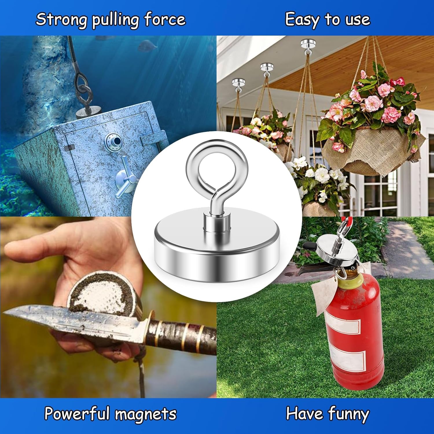 Neodymium Fishing Magnet, 200 Lbs Strong Magnet Fishing, Magnetic Fishing Magnets Heavy Duty for Remover, Super Powerful round Magnets for Retrieving Items in Lake, Beach, Lawn 1.75’’(45Mm)