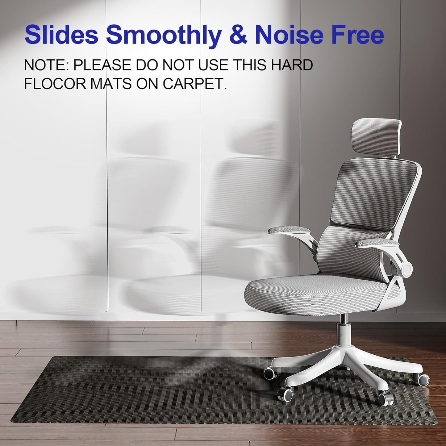 Office Chair Mat for Hardwood Floor, 48"×36" Heavy Duty Hard Floor Protector for Chairs, Anti-Slip PVC Woven Computer Desk Chair Mat for Home Office, Black Brown