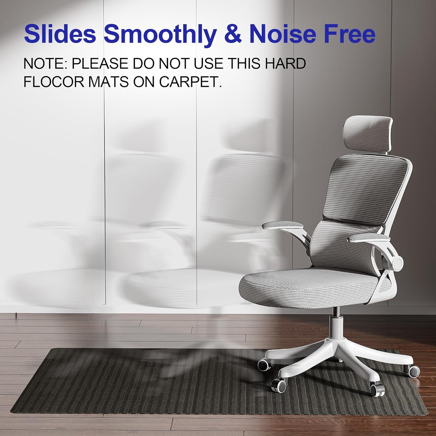 Office Chair Mat for Hardwood Floor, 48"×36" Heavy Duty Hard Floor Protector for Chairs, Anti-Slip PVC Woven Computer Desk Chair Mat for Home Office, Black Brown