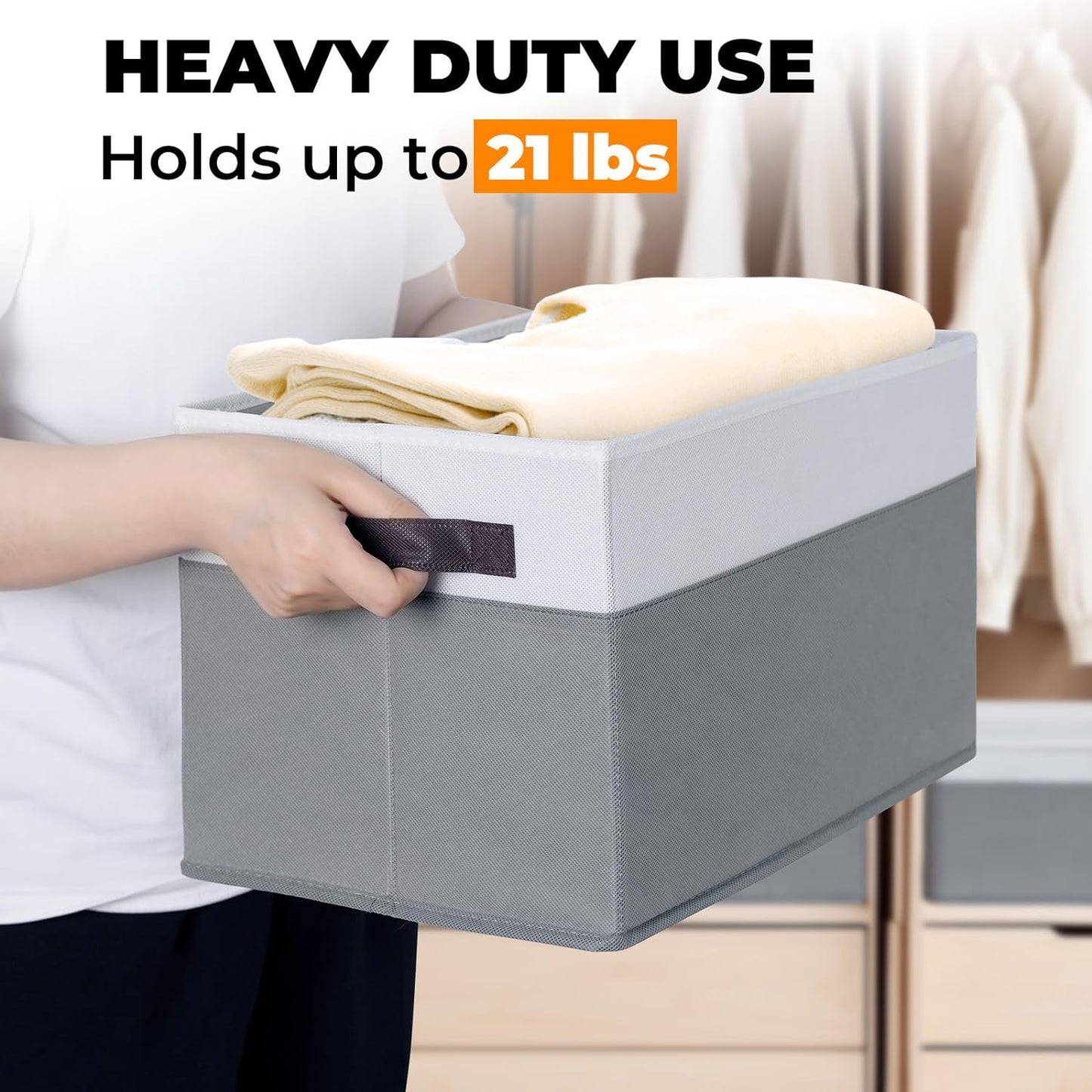 Large Storage Baskets Bins with Lids 4 Pack, Storage Baskets for Organizing Shelves Nursery Bedroom, Home Closet Organizers Cubes for Clothes Toys Blanket - Stackable & Sturdy -14X10X9.5