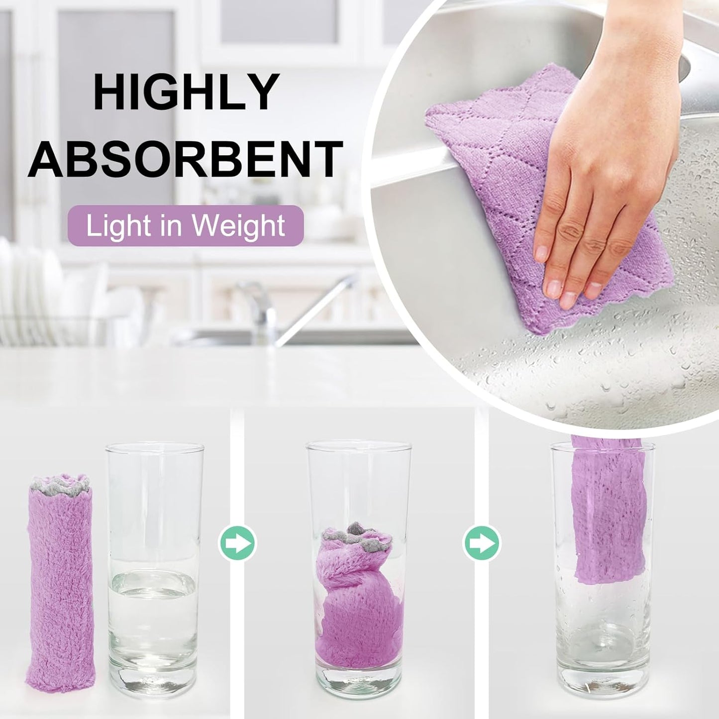 24 Pack Kitchen Cloth Dish Towels, Soft Premium Dishcloths, Highly Absorbent Multi-Purpose Dust and Stain Removal Cleaning Supplies for Kitchen Car Cleaning