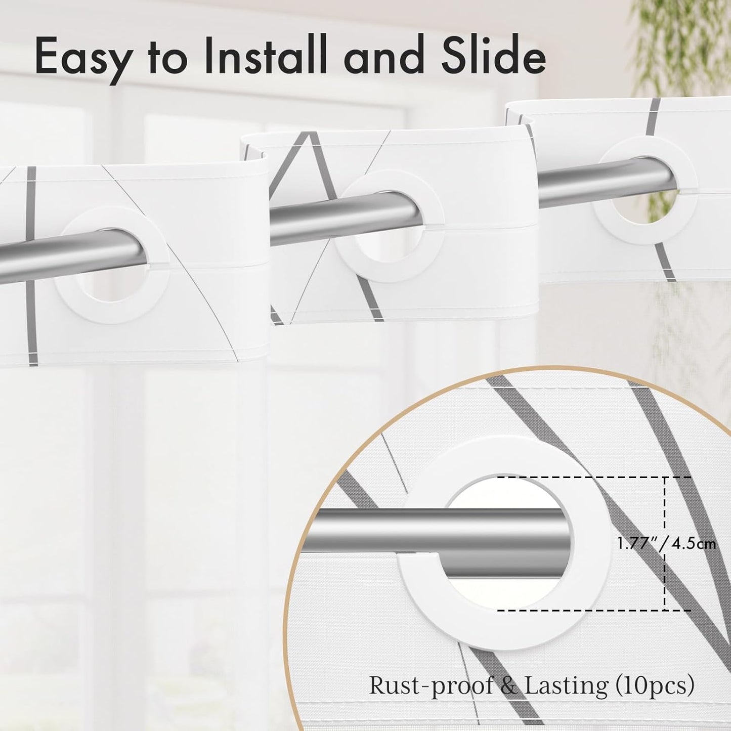 No Hook Shower Curtain and Liner Set, Shower Curtain with Liner and Hooks Built-In Less Time, Heavy Duty Double Waterproof Farmhouse Shower Curtain Set for Bathroom, Grey, 74"X72"