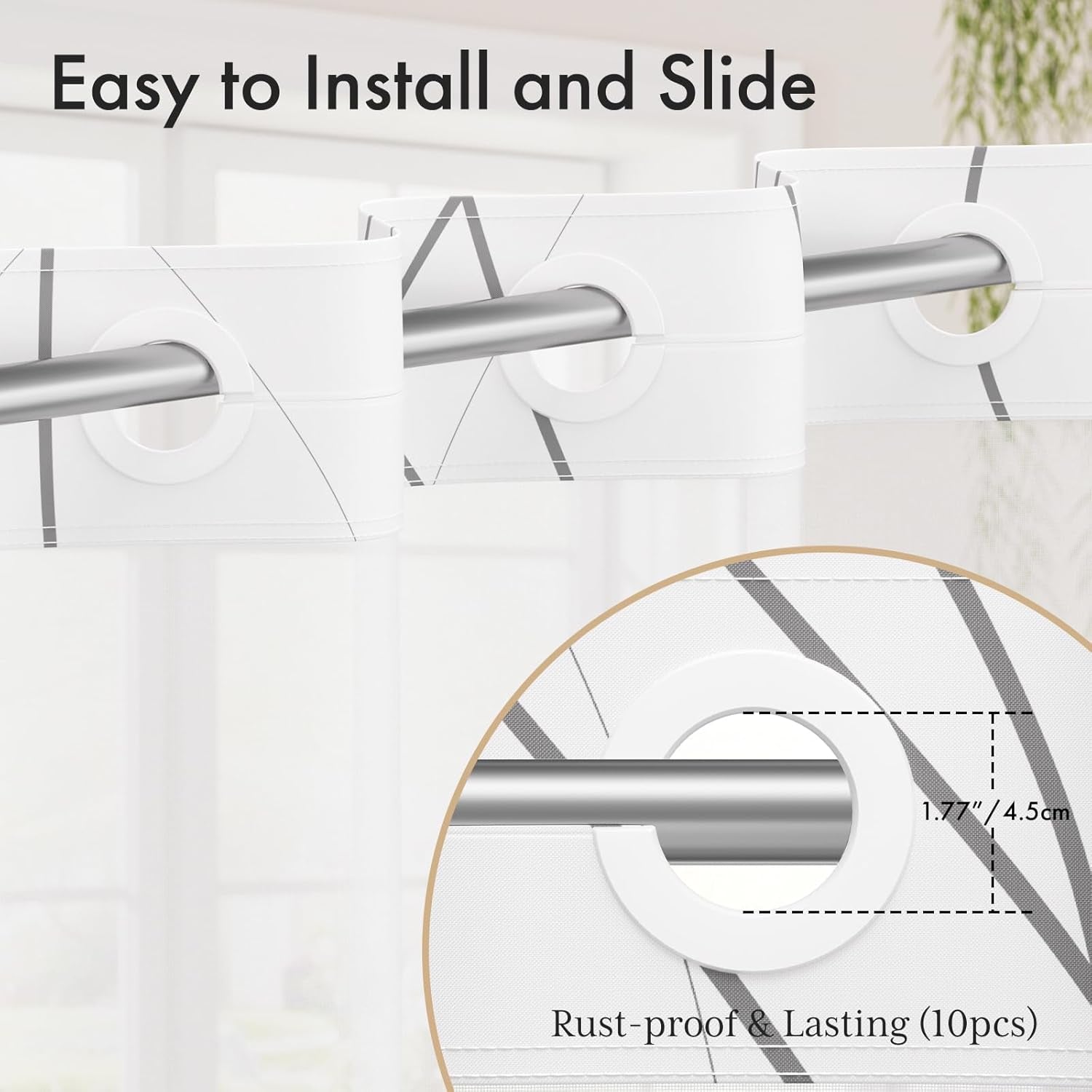 No Hook Shower Curtain and Liner Set, Shower Curtain with Liner and Hooks Built-In Less Time, Heavy Duty Double Waterproof Farmhouse Shower Curtain Set for Bathroom, Grey, 74"X72"