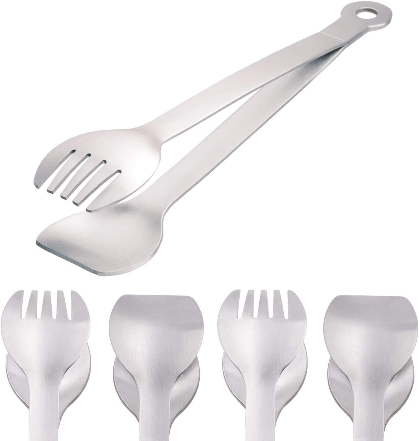 Small Serving Tongs 6-Inch Stainless Steel Mini Appetizer Tongs, Set of 4 (Brushed)