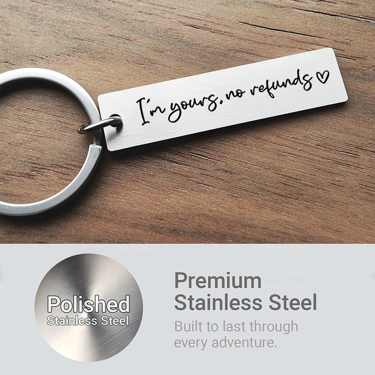 I’M Yours No Refunds Key Chain Boyfriend Girlfriend Husband Wife Birthday Cute Car Accessories Funny Gifts Stainless Steel Keychain (I Am Yours)