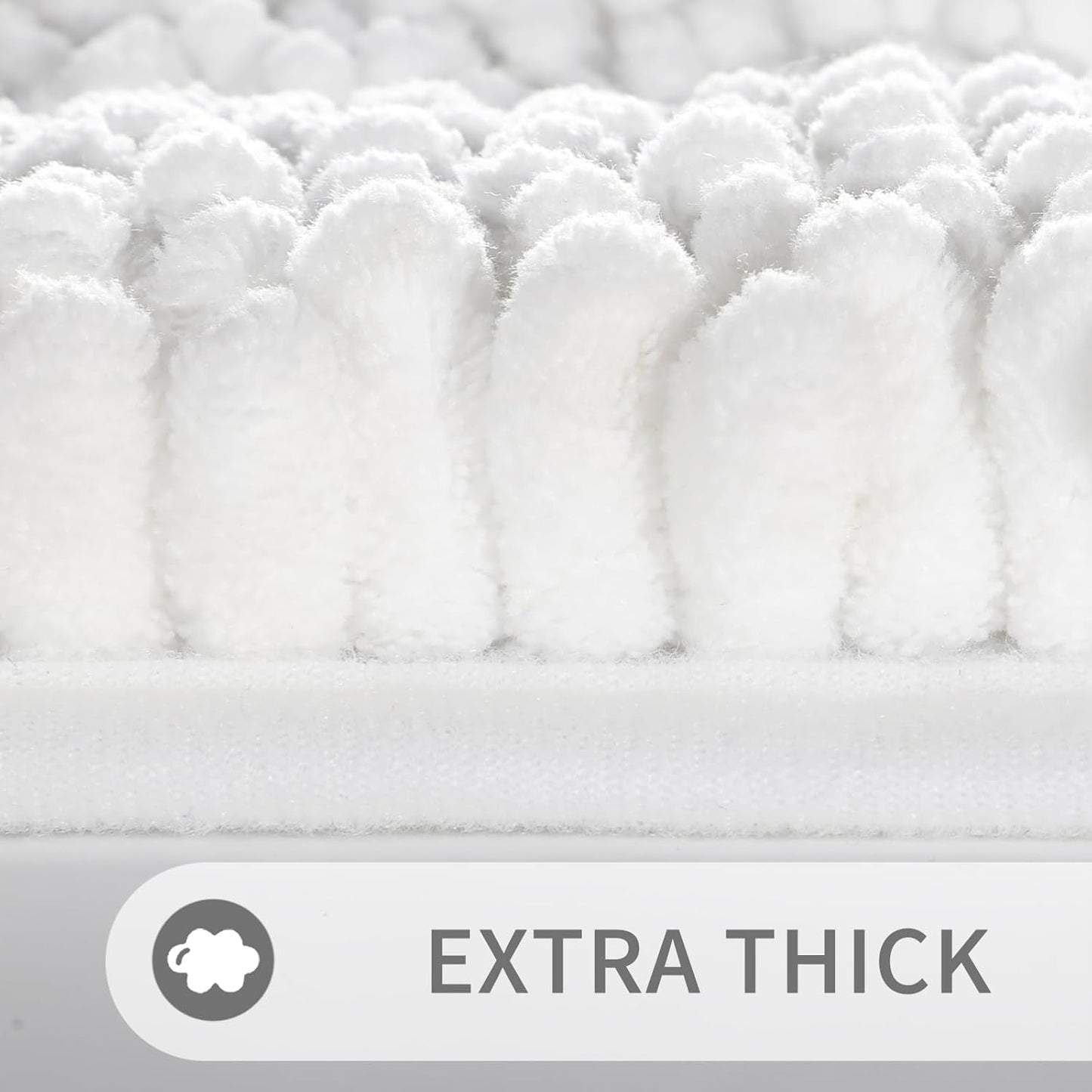 Bathroom Rug Mat 24 X 17, Non Slip and Super Absorbent Bath Mat,Machine Washable Quick Dry,Ultra Plush Chenille Shower Rugs for Bathroom Floor Sink Tub and Shower Outside,White