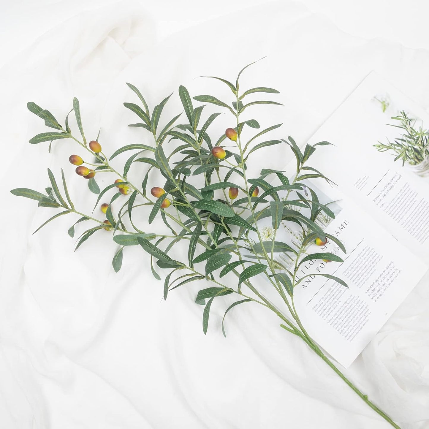 3 PCS 39" Fake Olive Tree Branches Olive Stems Large Tall Artificial Greenery Stems Bulk Faux Olive Branches for Vase Olive Leaves Plant Branch Greenery Decor
