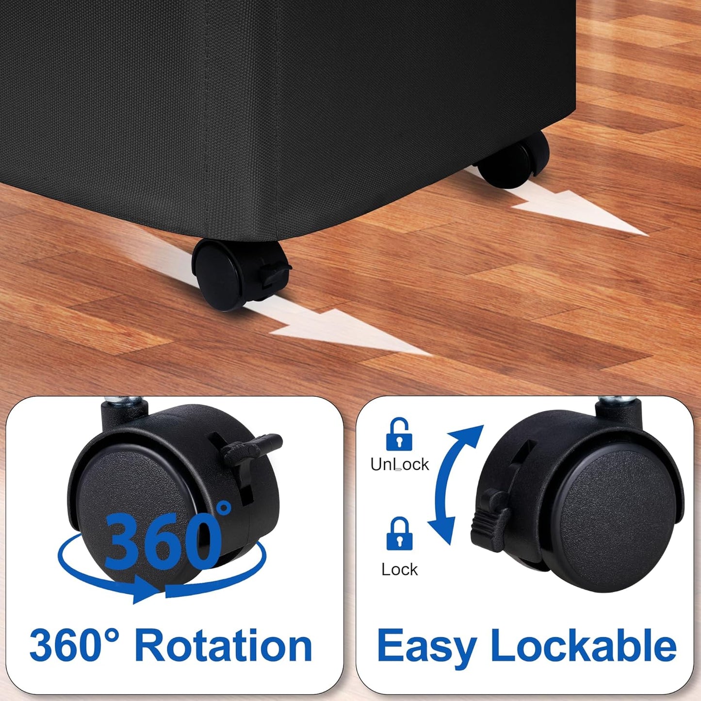 Slim Laundry Hamper with Lid and Wheels, Small Rolling Laundry Basket with Handle for Small Spaces, Tall Dirty Clothes Hampers for Dorm, Bathroom and Bedroom, 75L Black