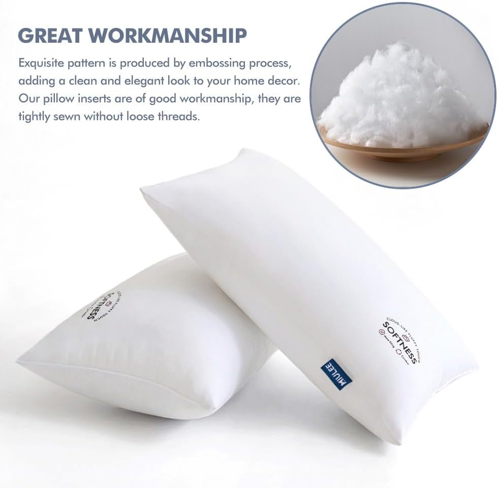 12X20 Throw Pillow Inserts (Set of 2), Rectangle Premium Soft Decorative Pillow Inserts for Sofa Bed Living Room