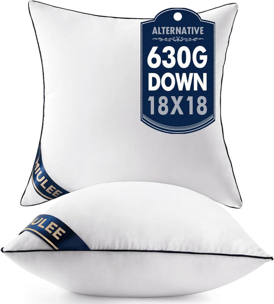 Premium 18x18 Inch Down Alternative Pillow Inserts - Set of 2 Decorative Throw Pillows for Sofa and Couch