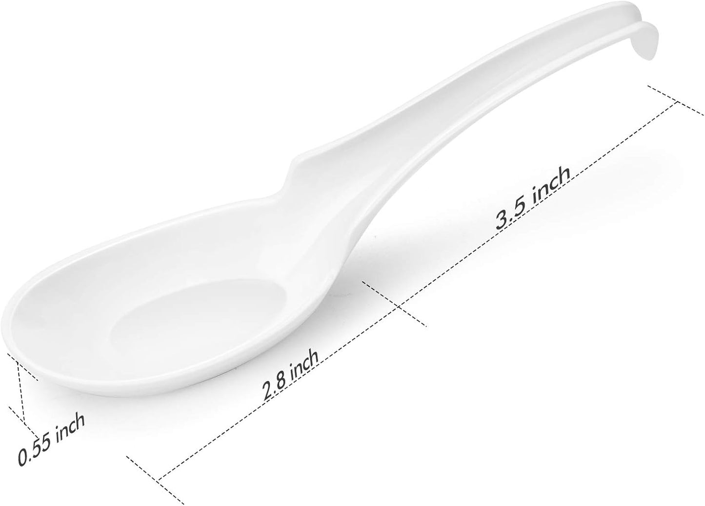 12-Piece Asian Soup Spoons, Rice Spoons, Chinese Won Ton Soup Spoon - Notch and Hook Style, White