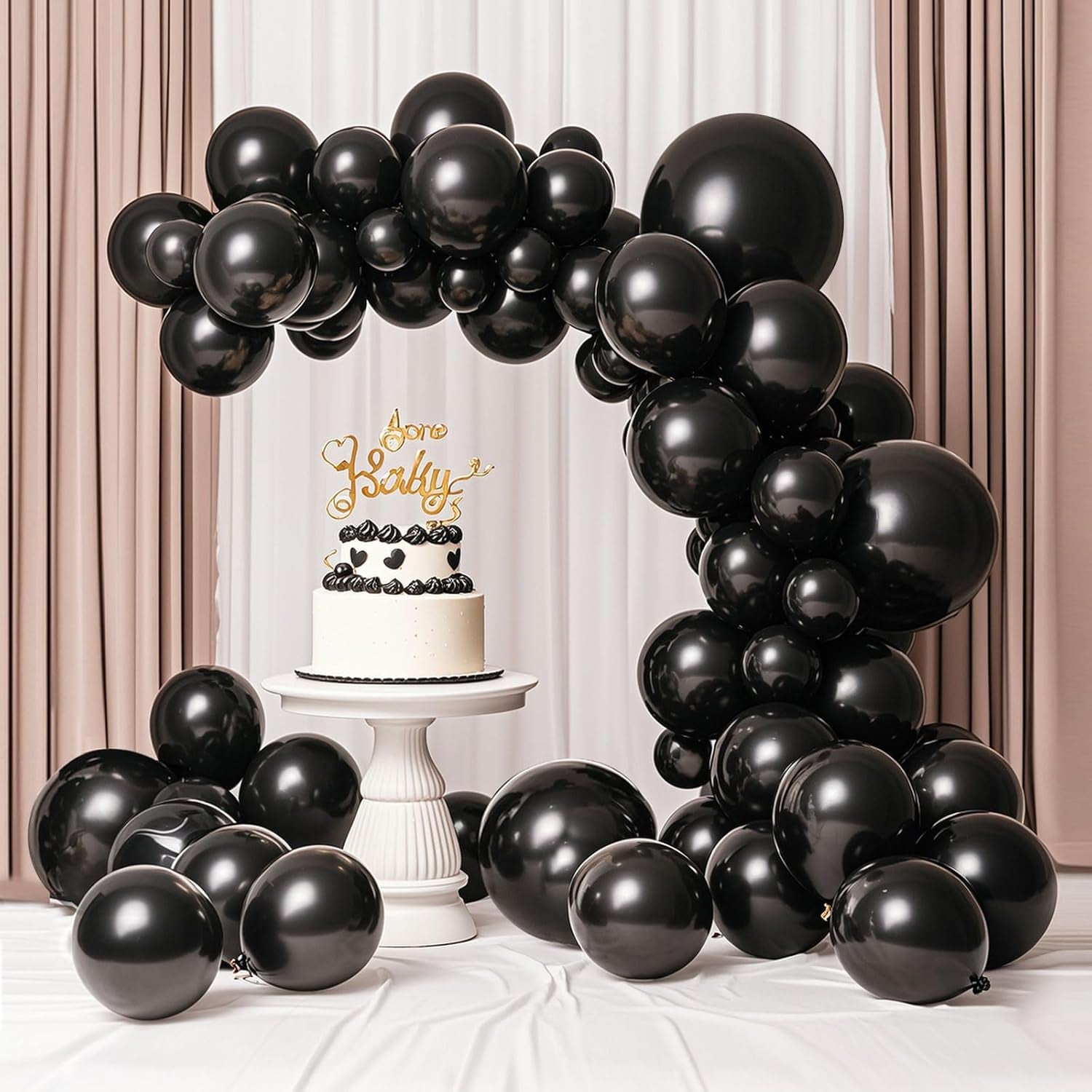 Black Balloons 145 Pcs Black Balloon Arch Kit Different Sizes of 18 12 10 5 Inch Balloon Garland Arch Kit, Latex Balloons for Birthday Party Decorations Graduation Wedding Decor