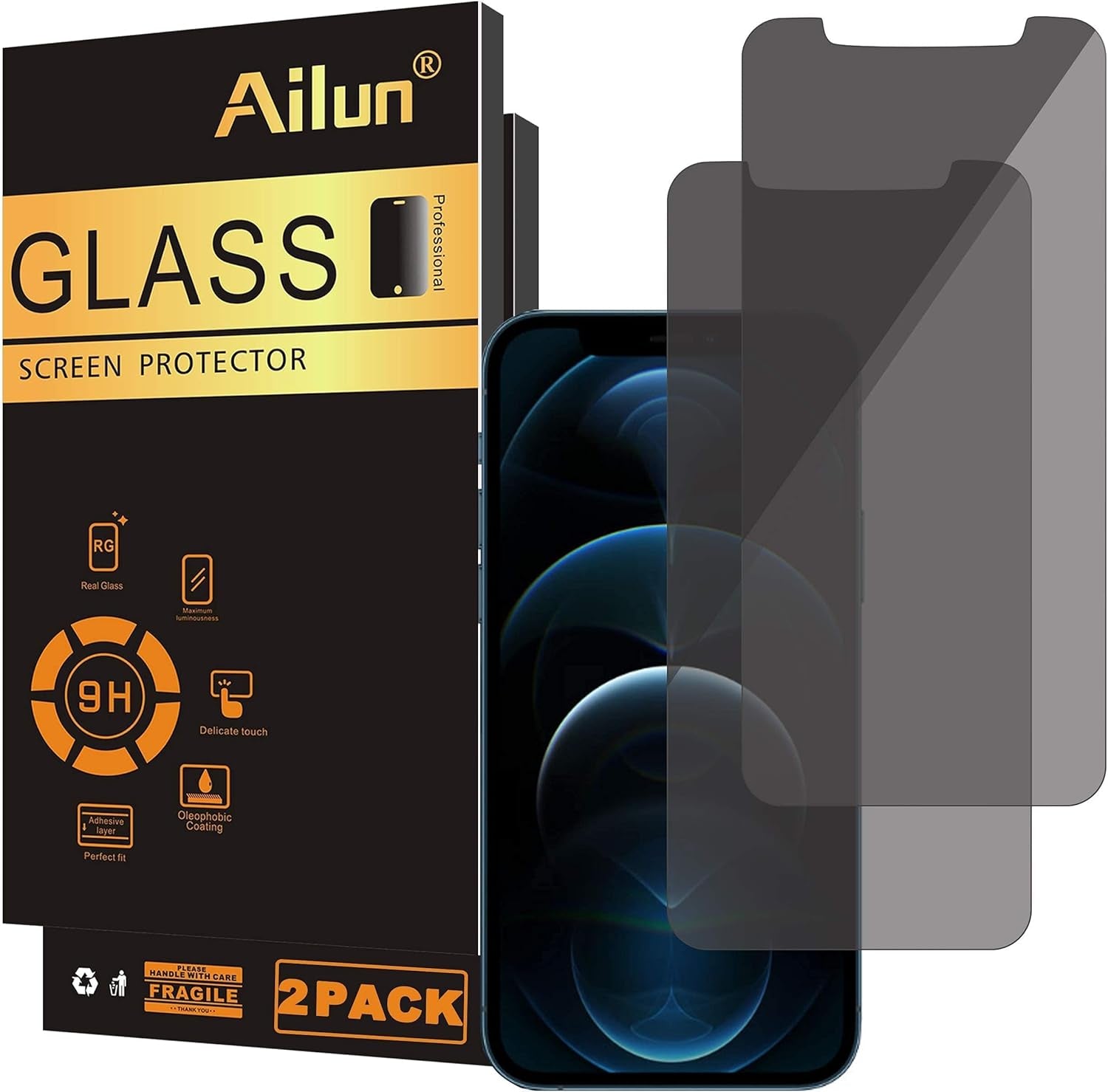 Glass Screen Protector Compatible for Iphone 12 Pro Max 2020 6.7 Inch 3 Pack Case Friendly Tempered Glass Privacy Screen Protector Compatible for Iphone 12 Pro Max 2020 6.7 Inch 2 Pack