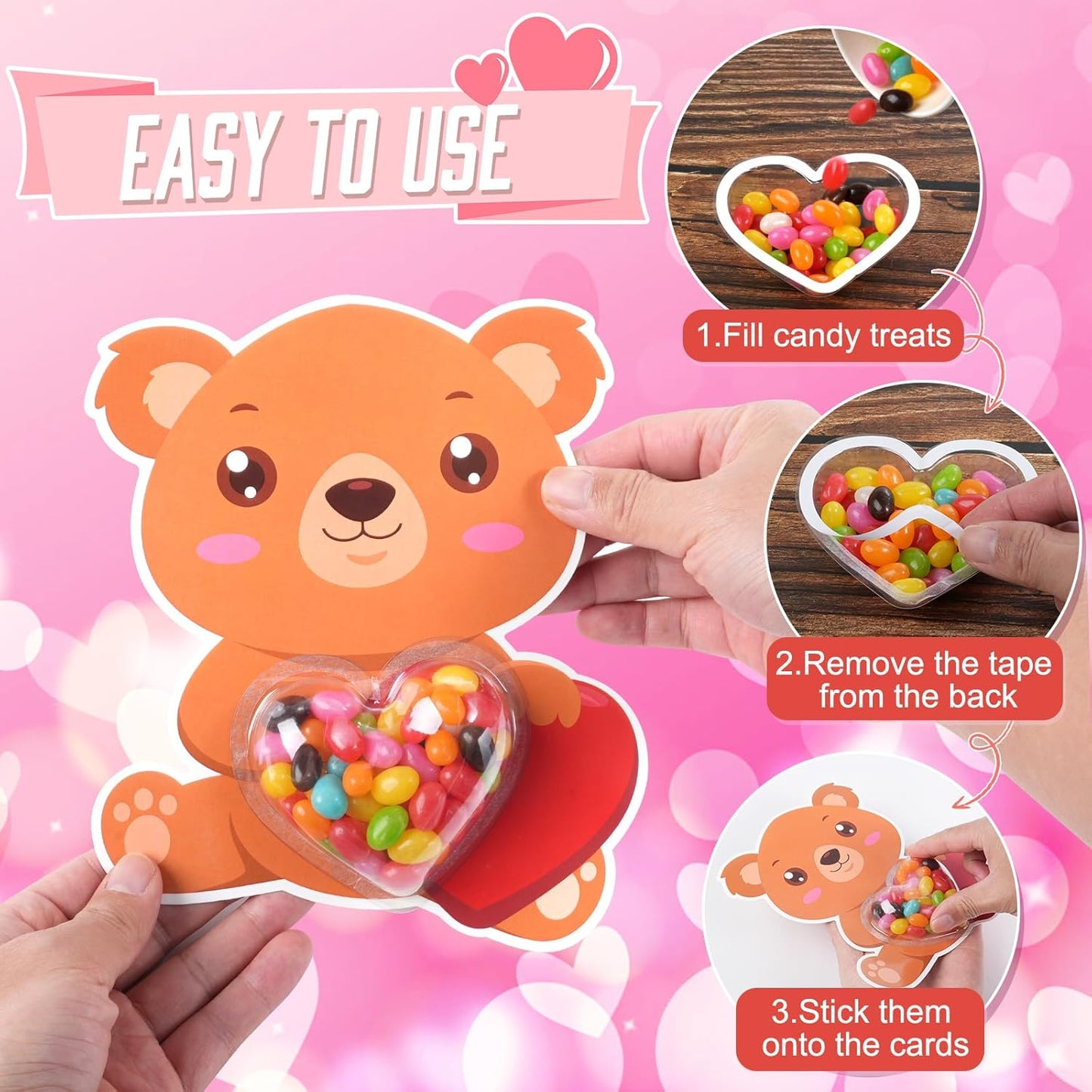 36Set Valentines Day Cards with Candy Dome Holders, Cute Animal Valentines Candy Holder Cards for Kids, Funny Valentines Exchange Greeting Cards DIY Gift Box School Classroom Crafts Prize Party Favors