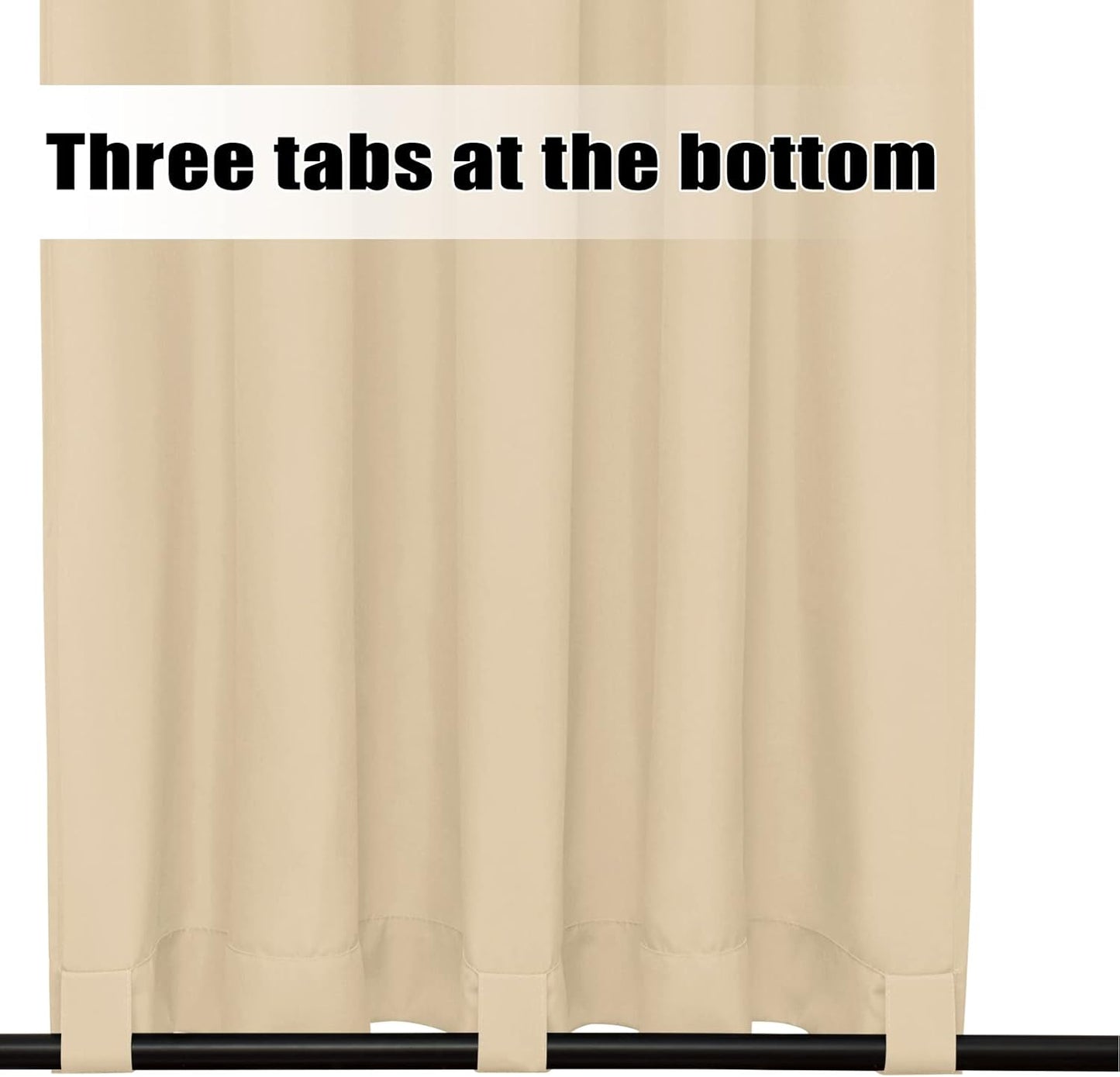Outdoor Curtains Waterproof Windproof Weatherproof Curtain for Patio, Cabana, Porch, Pergola and Gazebo, Grommet Top and Tab Bottom Drape, 1Panel, 54X84 Inch, Beige