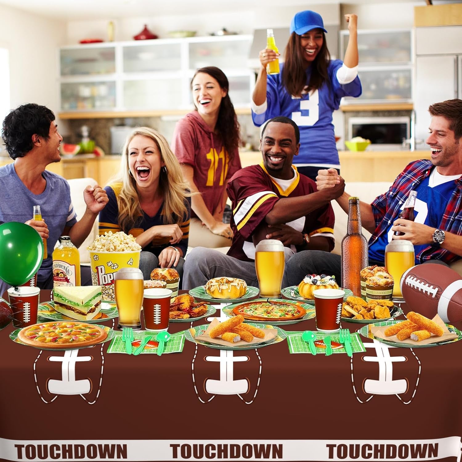 2 Pack Football Tablecloth Disposable Tablecloth Plastic Table Cover for Football Themed Games Birthday Party Decoration 54 X 108Inch