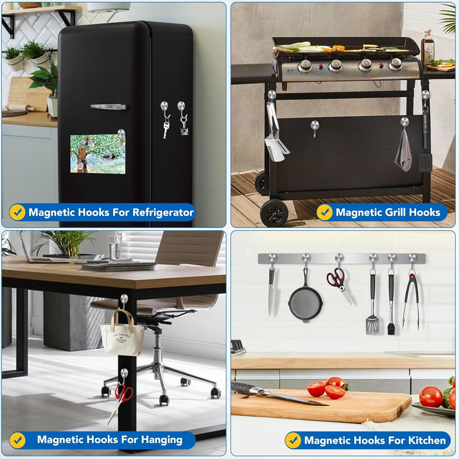 Magnetic Hooks for Cruise Cabins, 60Lbs Swivel Magnetic Hooks Heavy Duty, Cruise Ship Essentials, Locker Accessories, Magnet Hook for Classroom, Refrigerator, Hanging, Grill -6 Pack